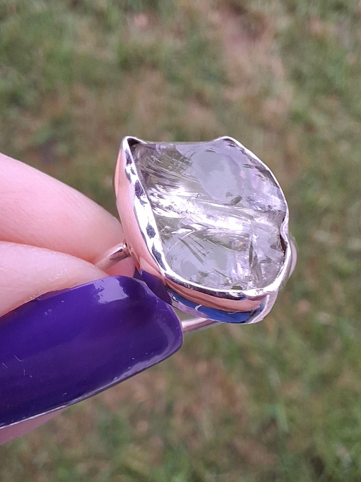 Libyan Desert Glass Ring, size large P, 925 Silver, Tektite (Ref: LR29)