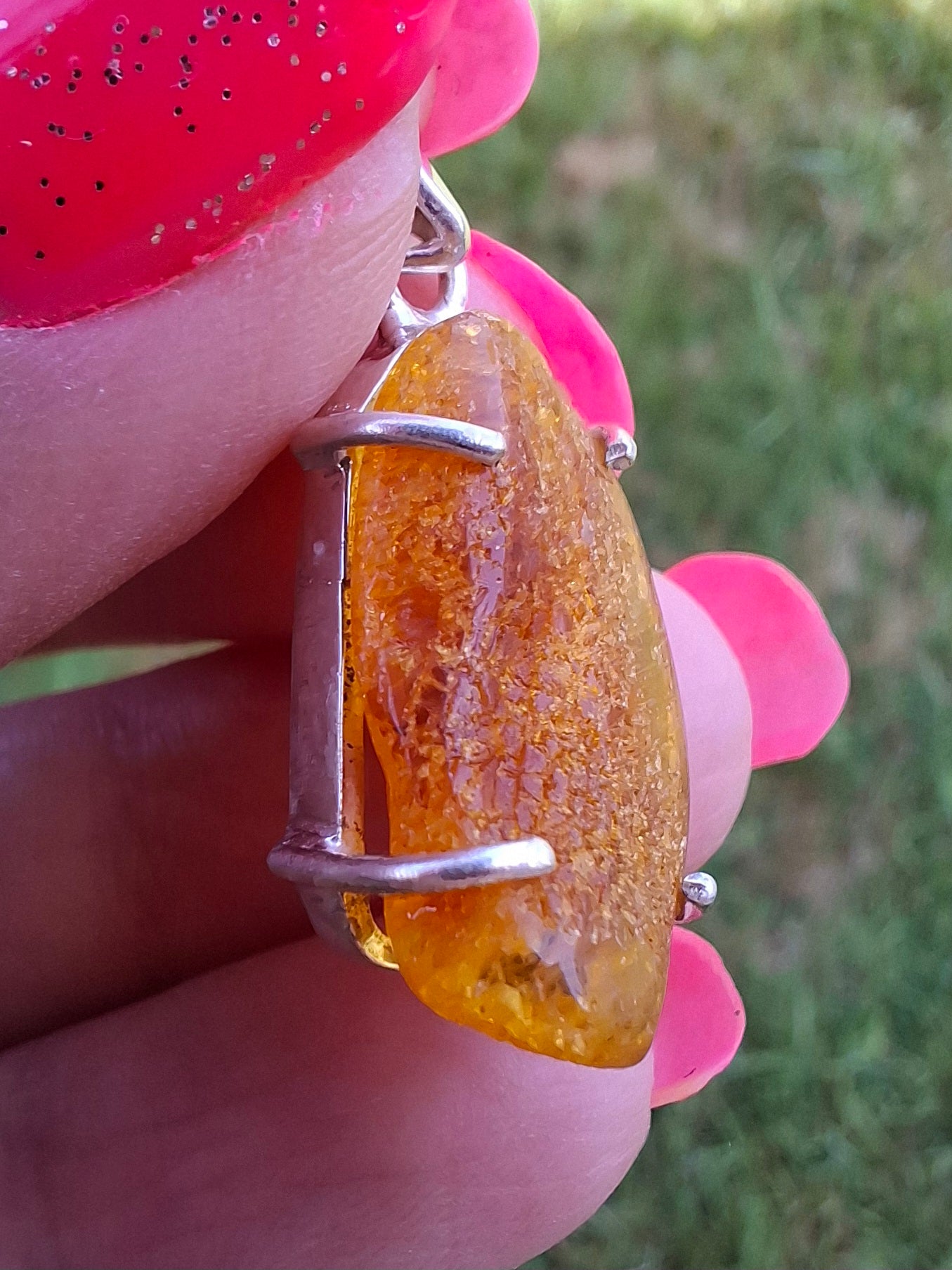 Baltic Amber Pendant, 925 Silver, Fossil (Ref: AP11)