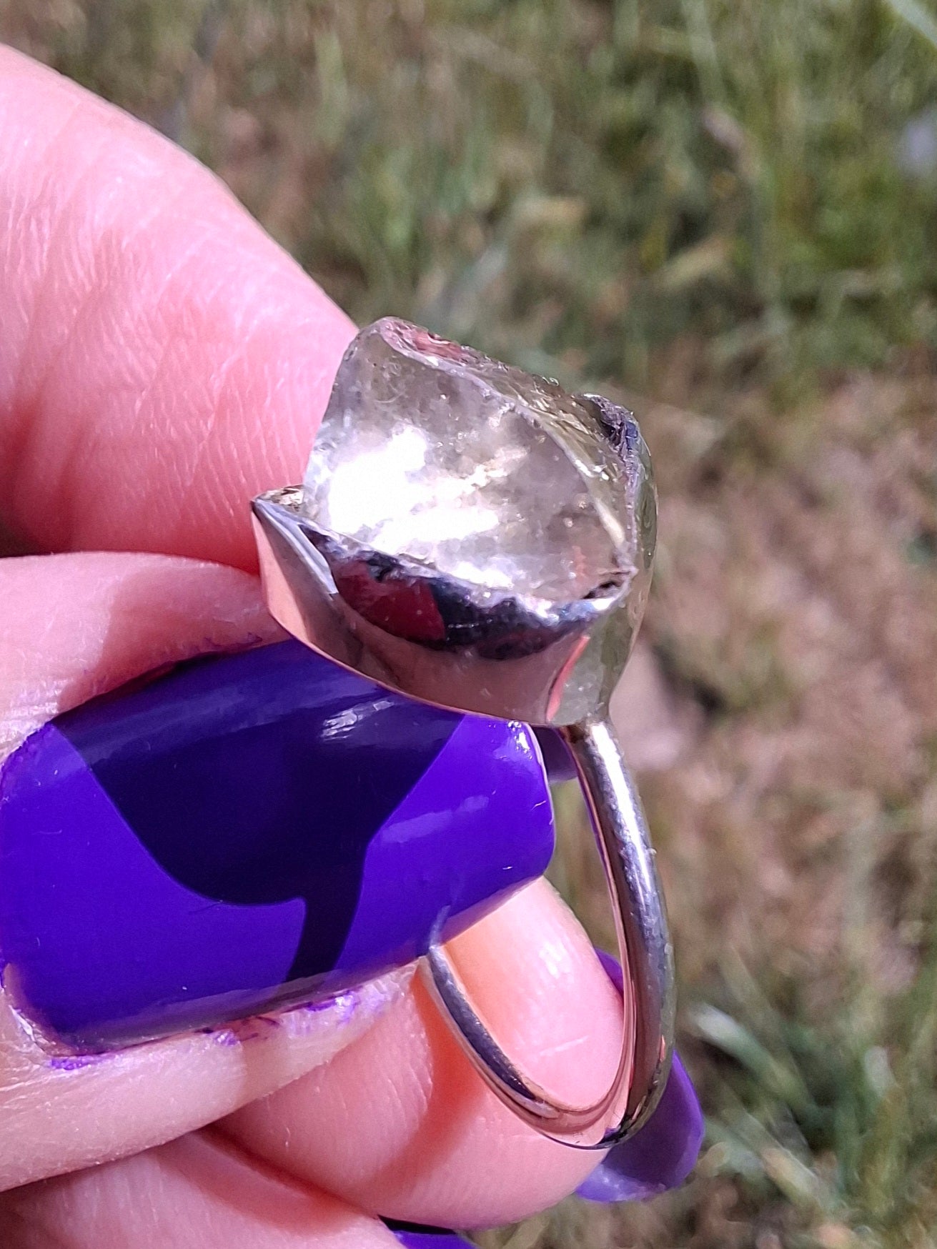 Libyan Desert Glass Ring, size small M, 925 Silver, Tektite (Ref: LR19)