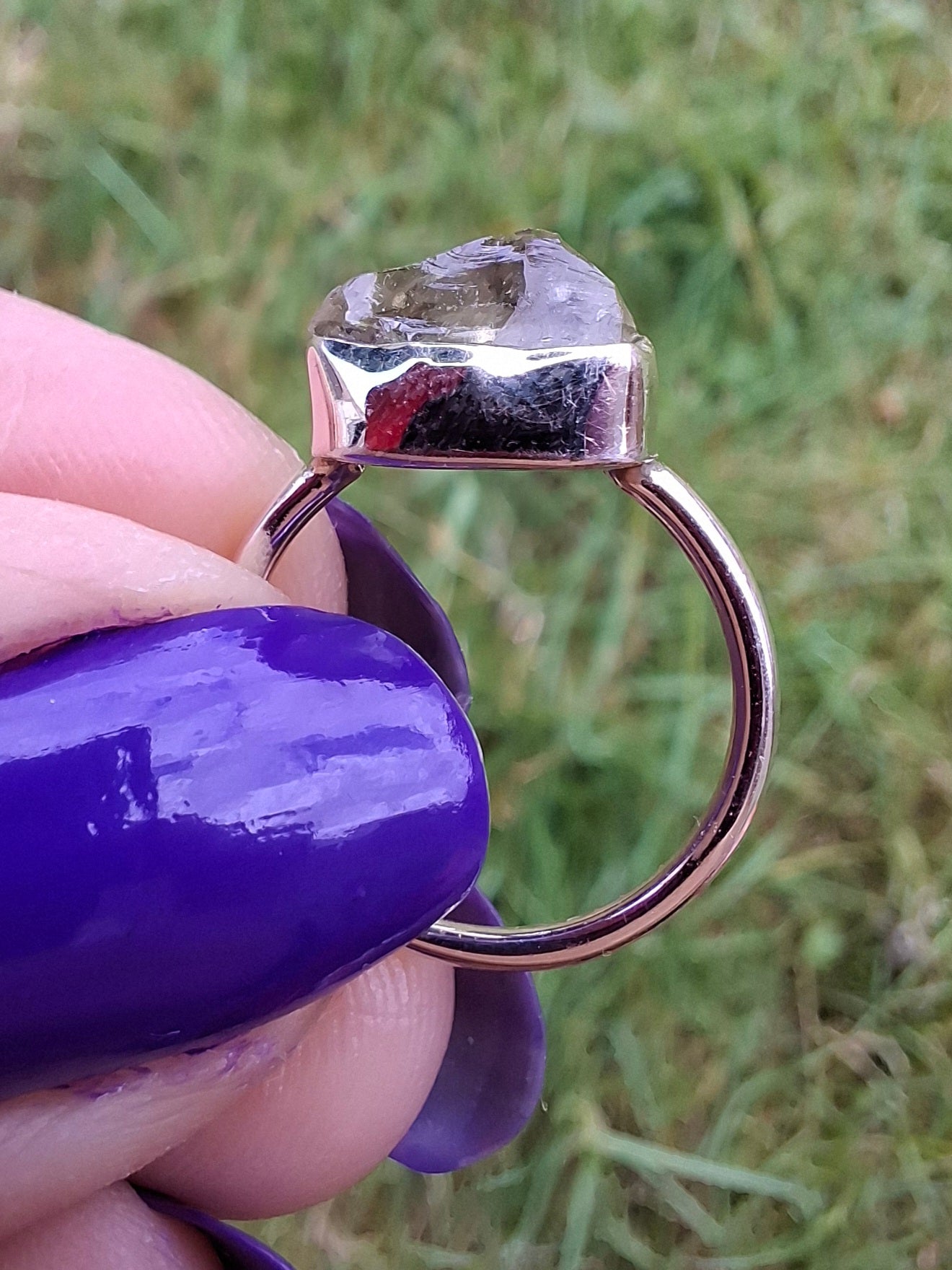 Libyan Desert Glass Ring, size large G, 925 Silver, Tektite (Ref: LR2)