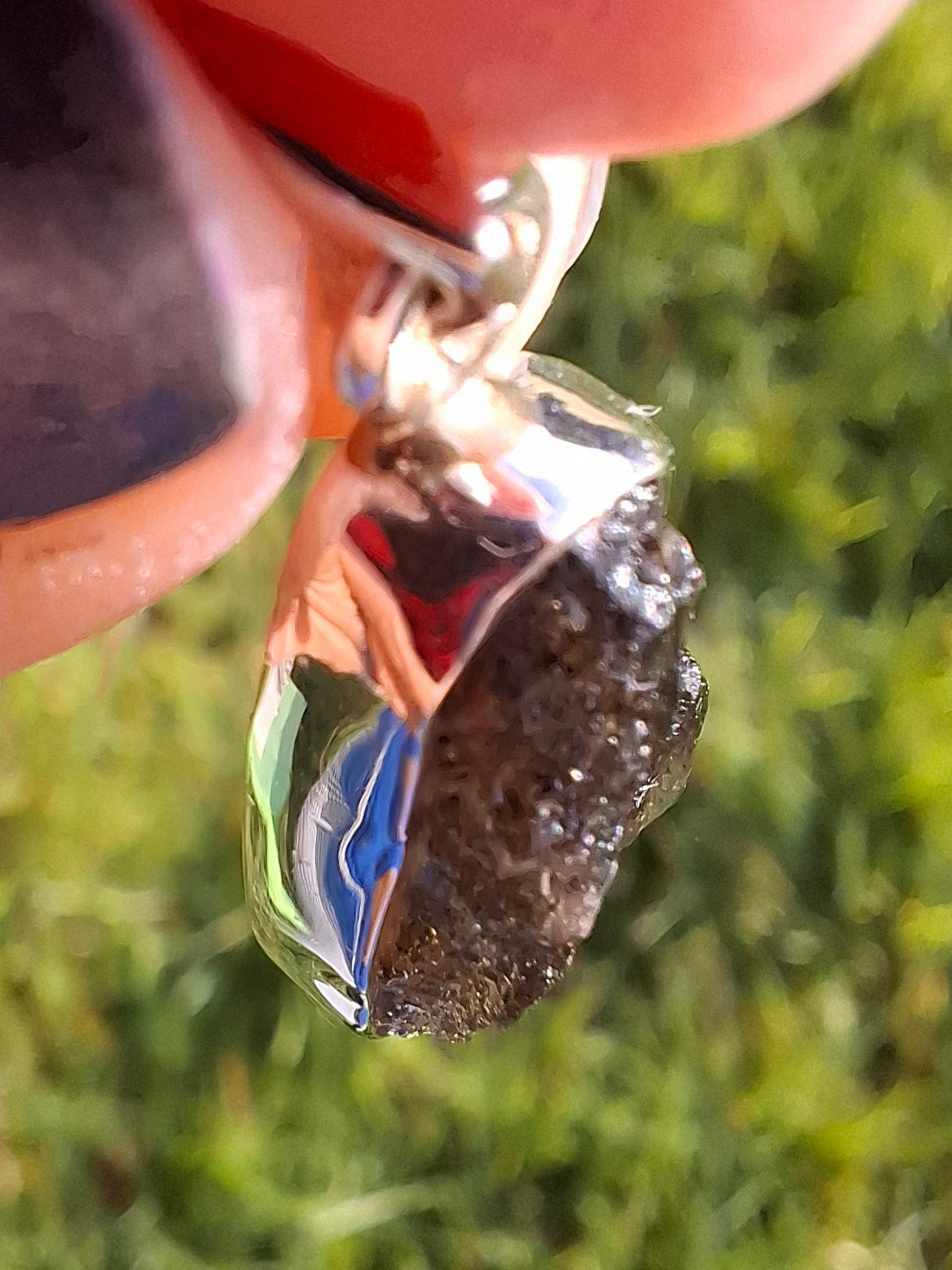 Moldavite Pendant, 925 Silver, Tektite (Ref: P15)