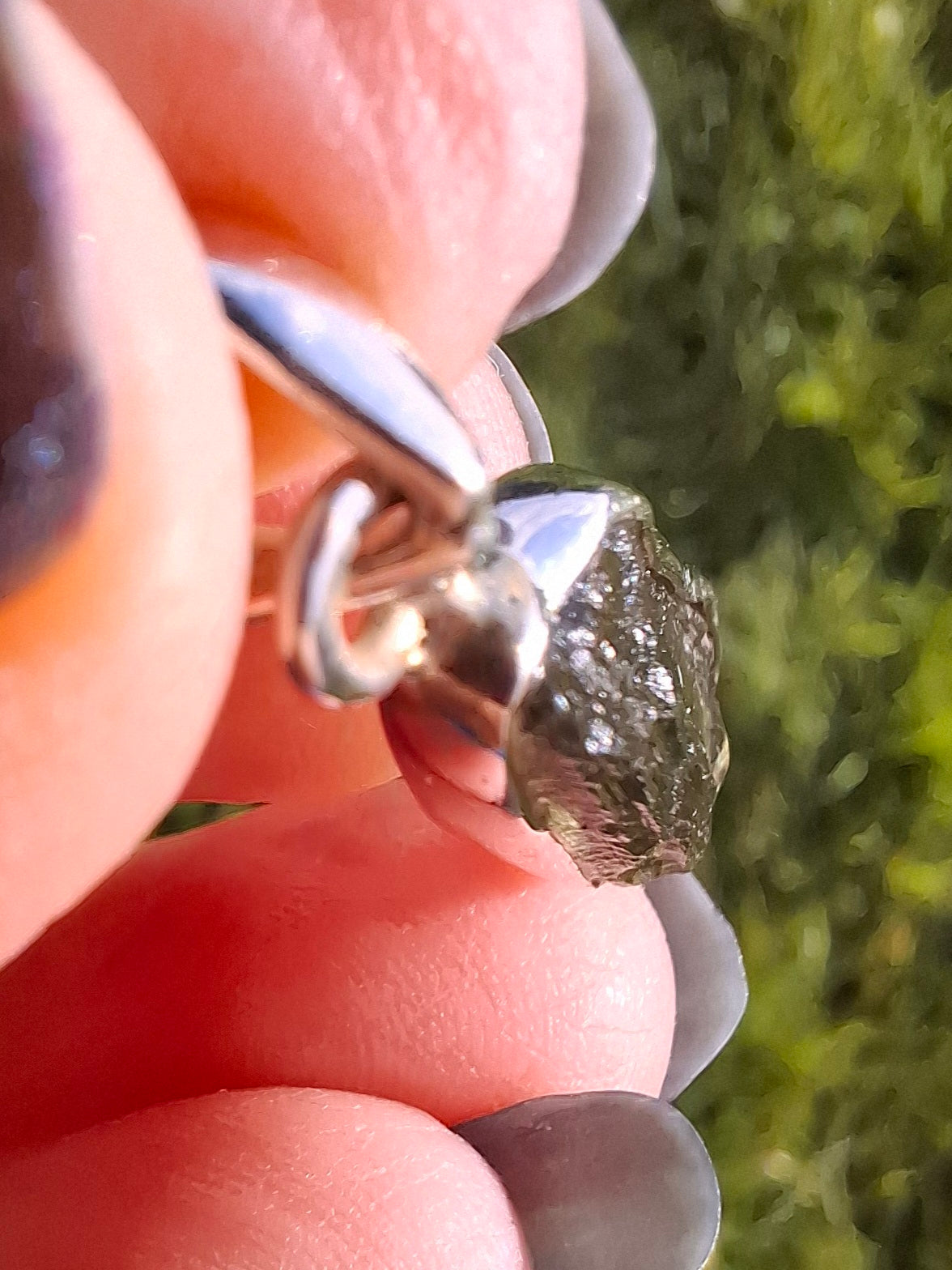 Moldavite Pendant, 925 Silver, Tektite (Ref: P11)