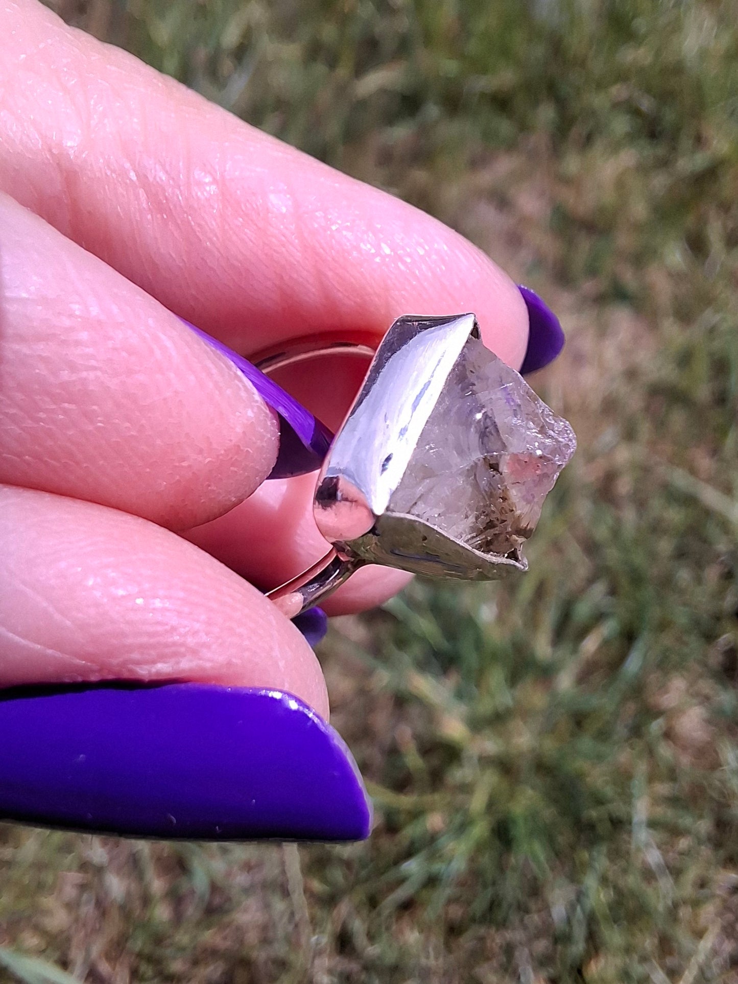 Libyan Desert Glass Ring, size large J/small K, 925 Silver, Tektite (Ref: LR11)