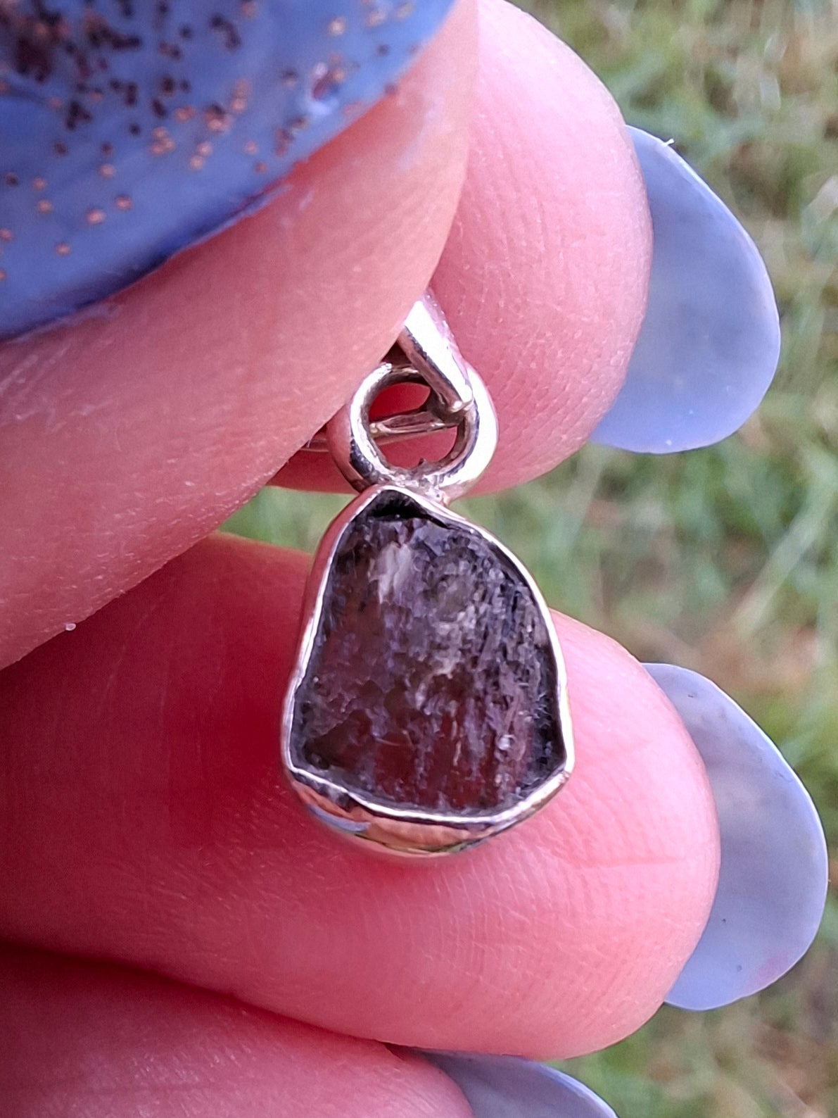 Moldavite Pendant, 925 Silver, Tektite (Ref: P40)