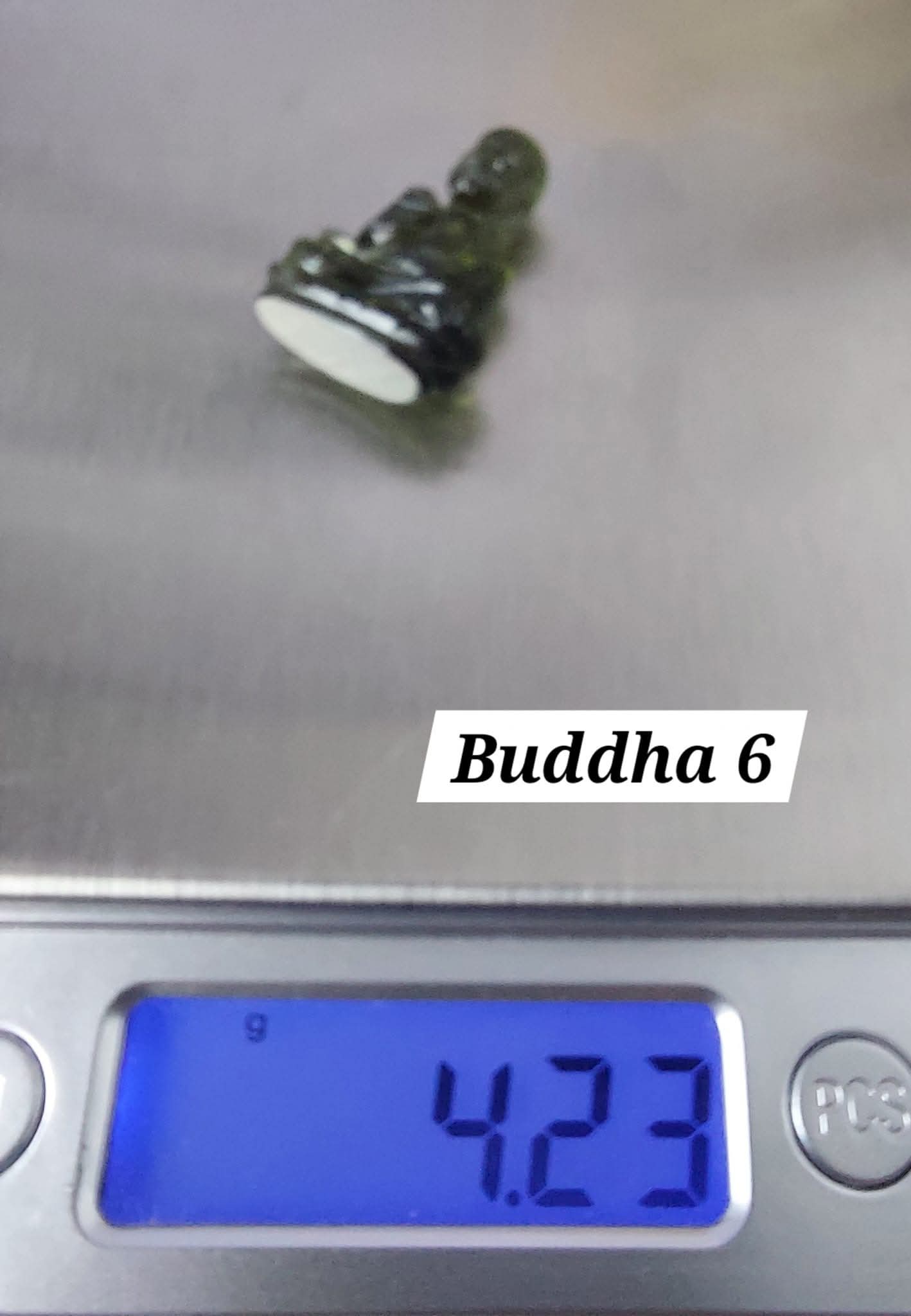 Moldavite BUDDHA Carving, 4.23g, Tektite (Ref: Buddha6)