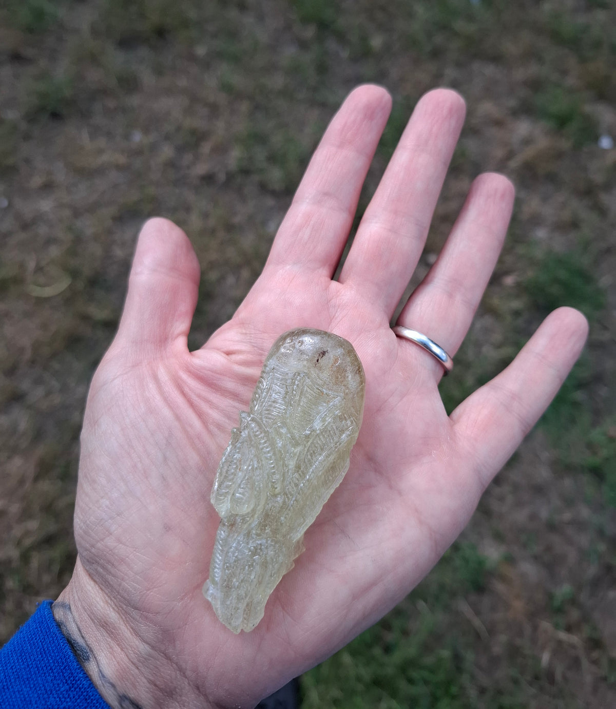 Libyan Desert Glass DRAGON HEAD carving, 48.11g, Tektite (Ref: Dragon4)
