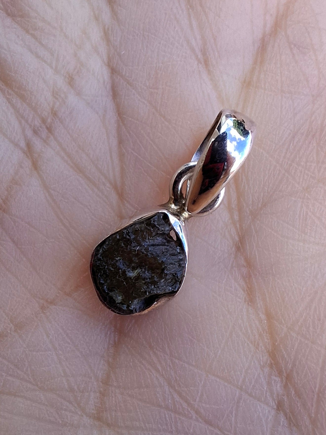 Moldavite Pendant, 925 Silver, Tektite (Ref: P78)