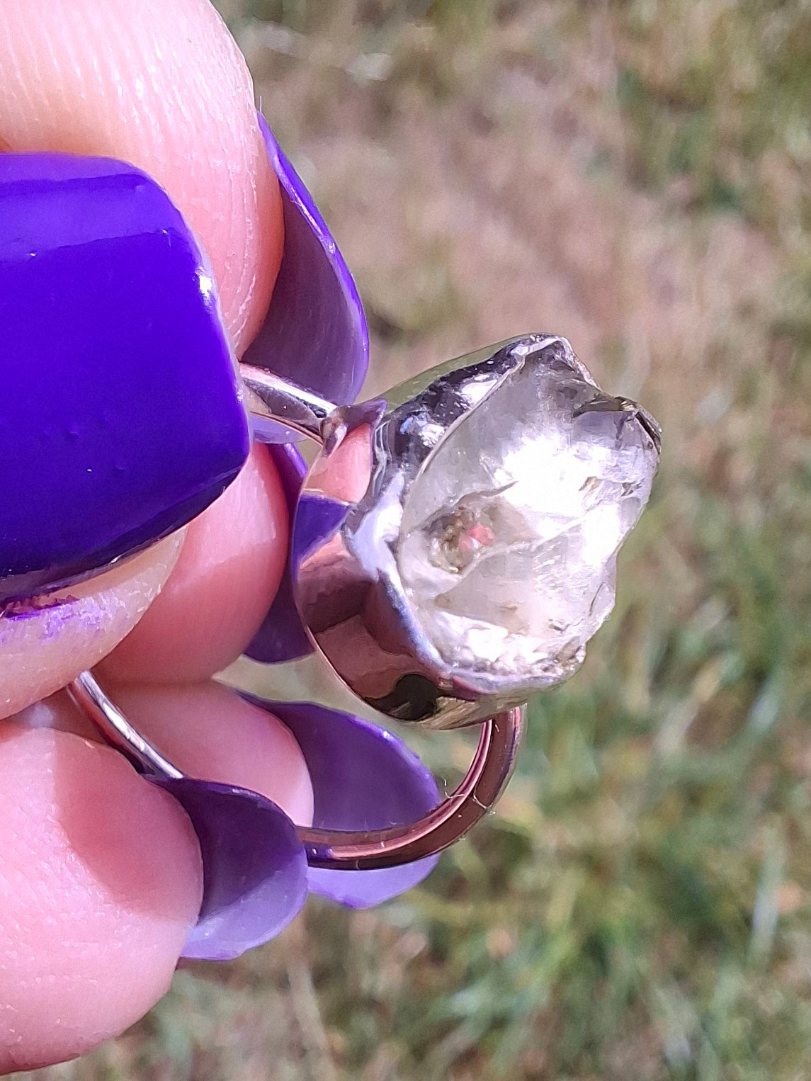 Libyan Desert Glass Ring, size K, 925 Silver, Tektite 🌈 (Ref: LR12)