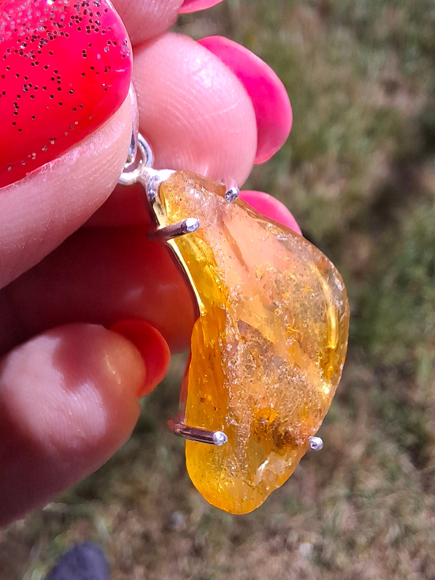 Baltic Amber Pendant, 925 Silver, Fossil (Ref: Ap1)