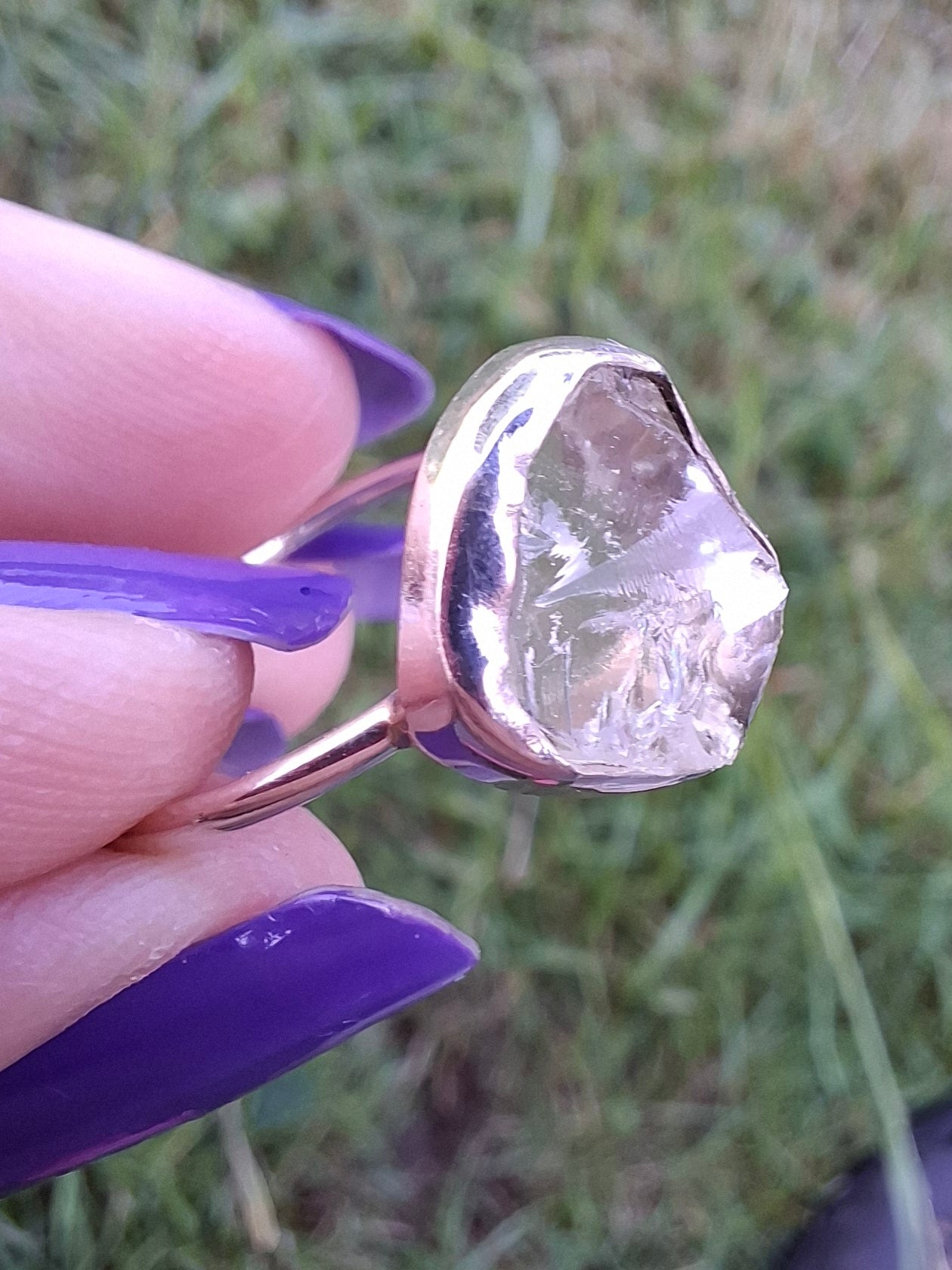 Libyan Desert Glass Ring, size large T, 925 Silver, Tektite (Ref: LR50)