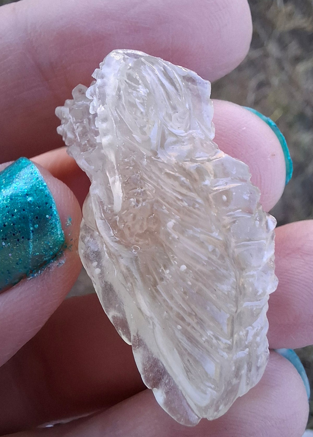 Libyan Desert Glass DRAGON HEAD carving, 9.66g, Tektite (Ref: Dragon 3)