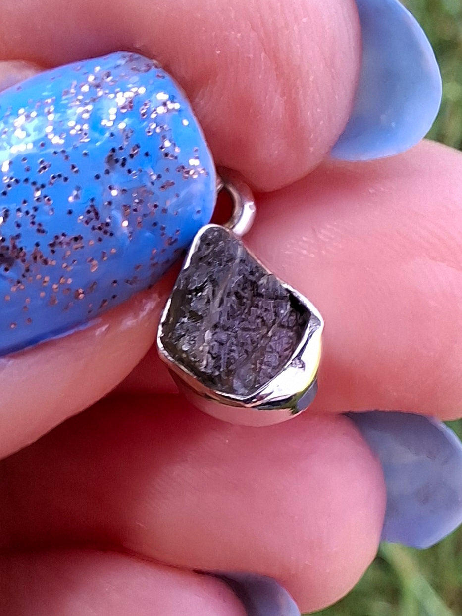 Moldavite Pendant, 925 Silver, Tektite (Ref: P29)