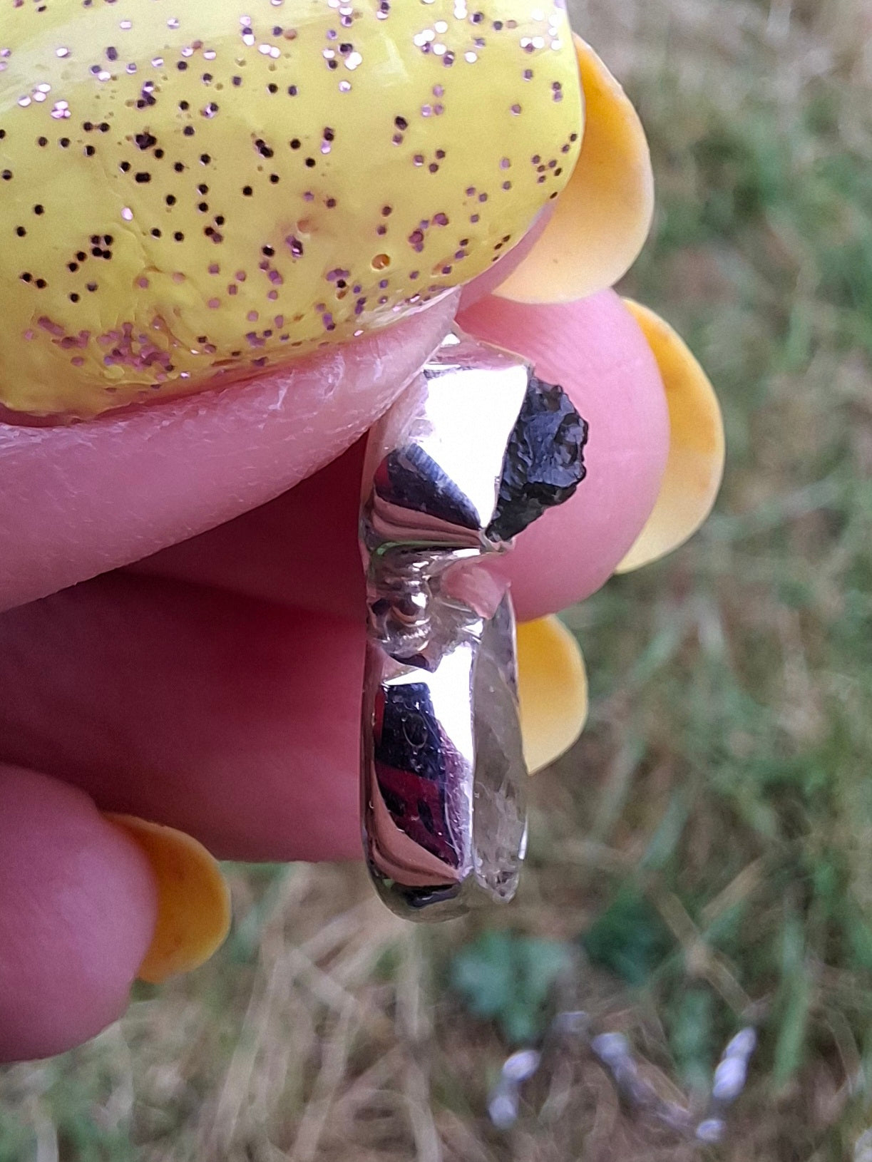 Moldavite & Libyan Desert Glass Pendant, 925 Silver, Tektite (Ref: MLP13)