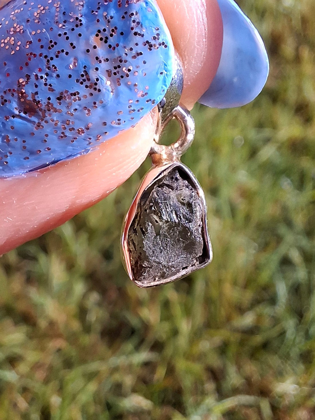 Moldavite Piece, 925 Silver, Tektite (Ref: P54)