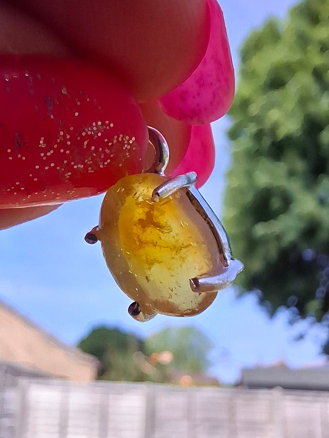 Baltic Amber Pendant, 925 Silver, Fossil (Ref: AP26)