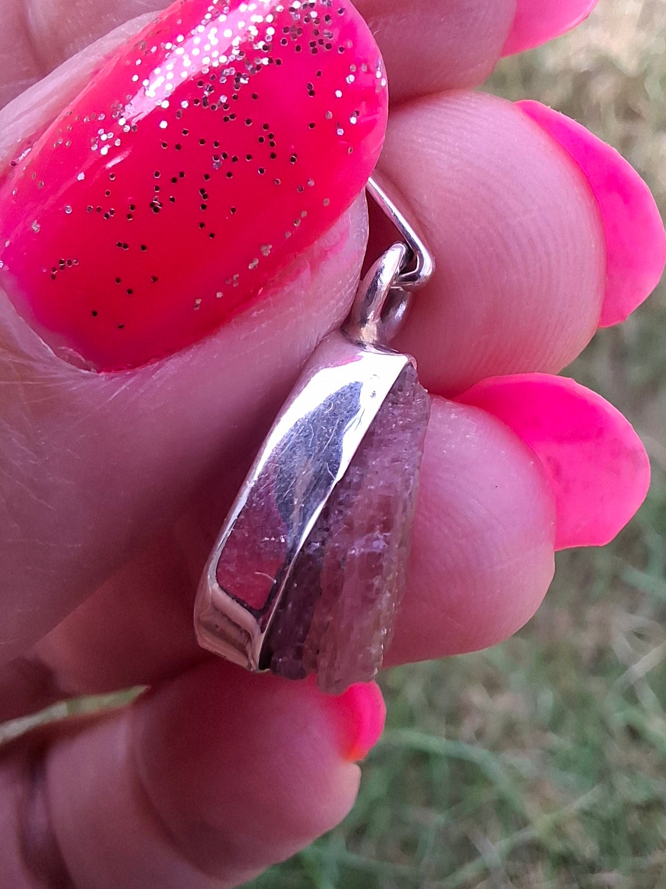 Pink Tourmaline Pendant, 925 Silver, Crystal (Ref: PT95)