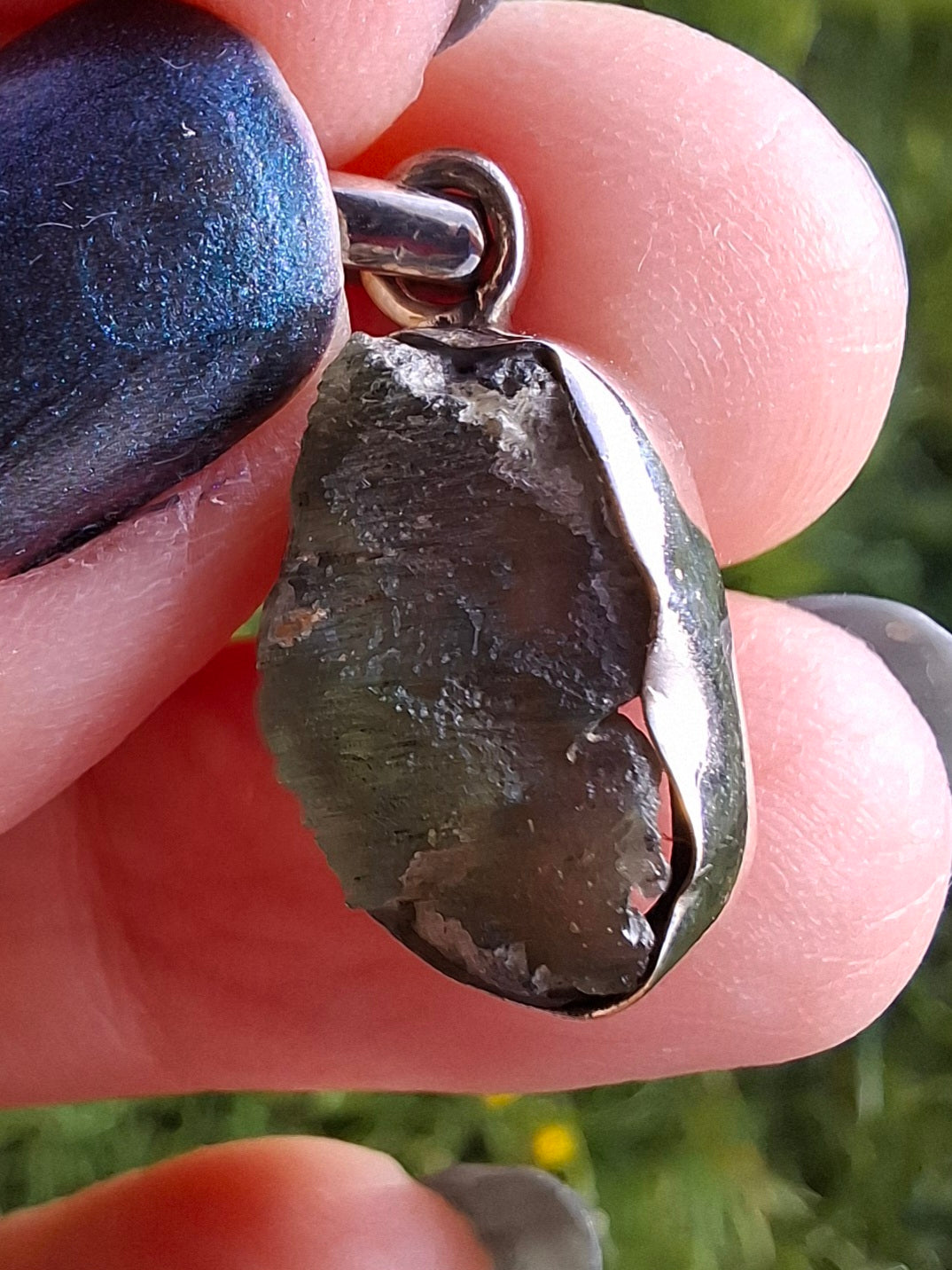 Moldavite PENDANT, 925 Silver, Tektite (Ref: P1)