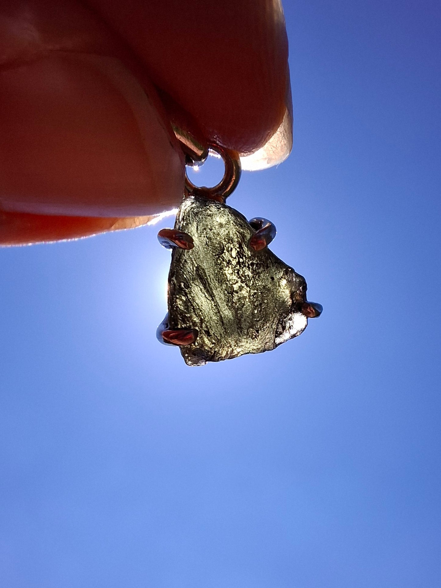 Moldavite Claw Pendant, 925 Silver, Tektite (Ref: P22)