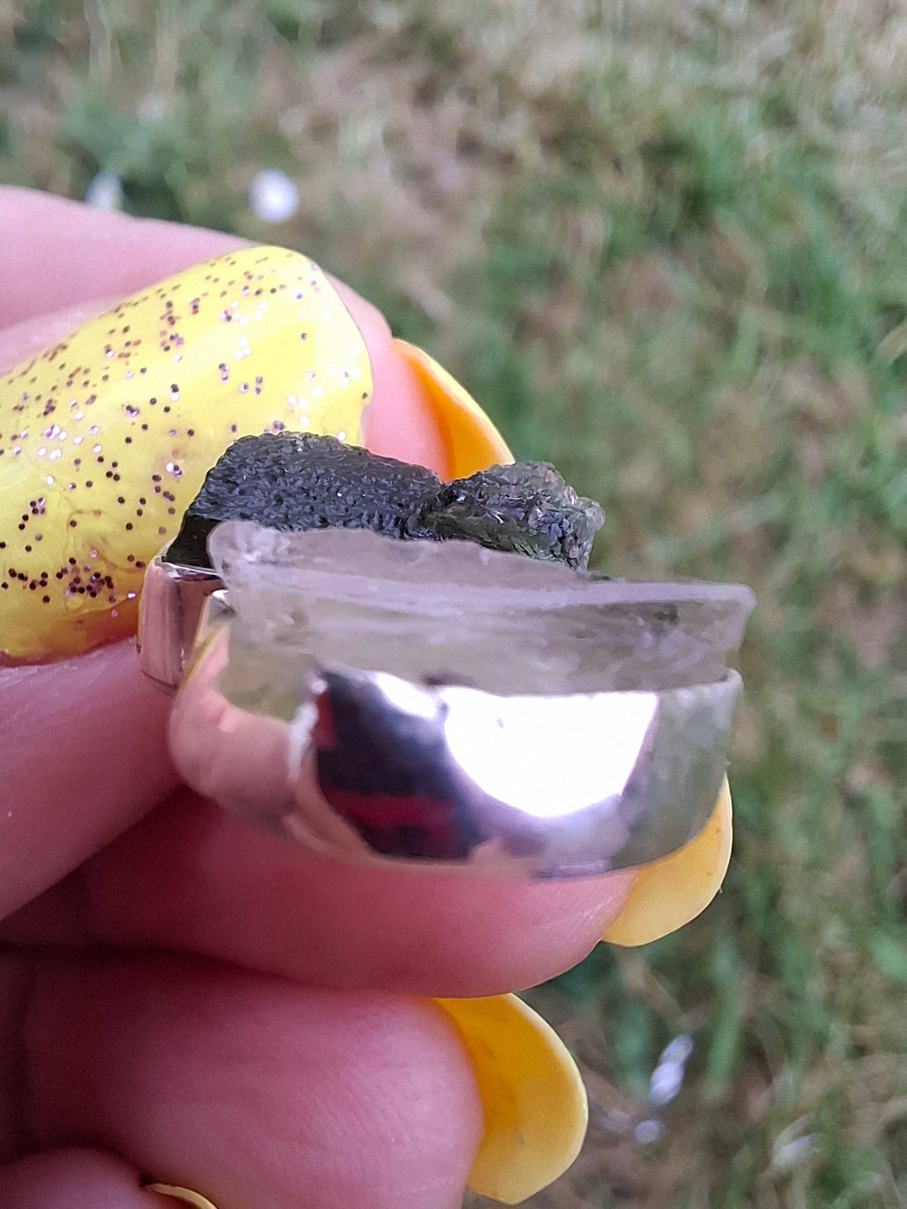 Moldavite & Libyan Desert Glass Pendant, 925 Silver, Tektite (Ref: MLP17)