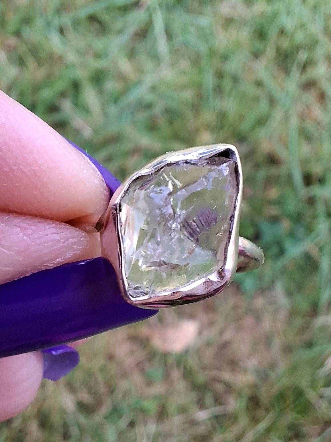 Libyan Desert Glass Ring, size L, 925 Silver, Tektite (Ref: LR18)