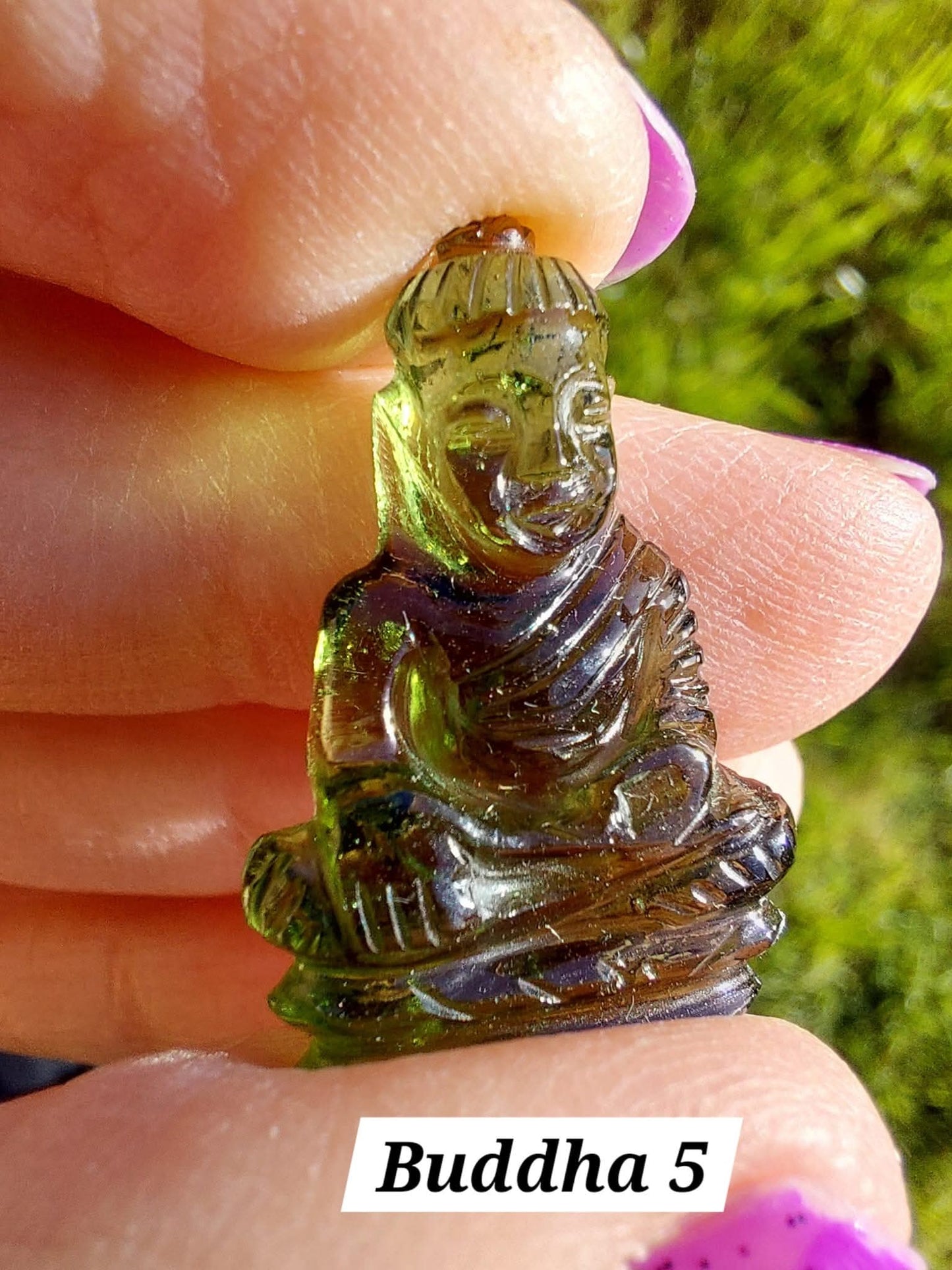 Moldavite BUDDHA Carving, 3.00g, Tektite (Ref: Buddha5)