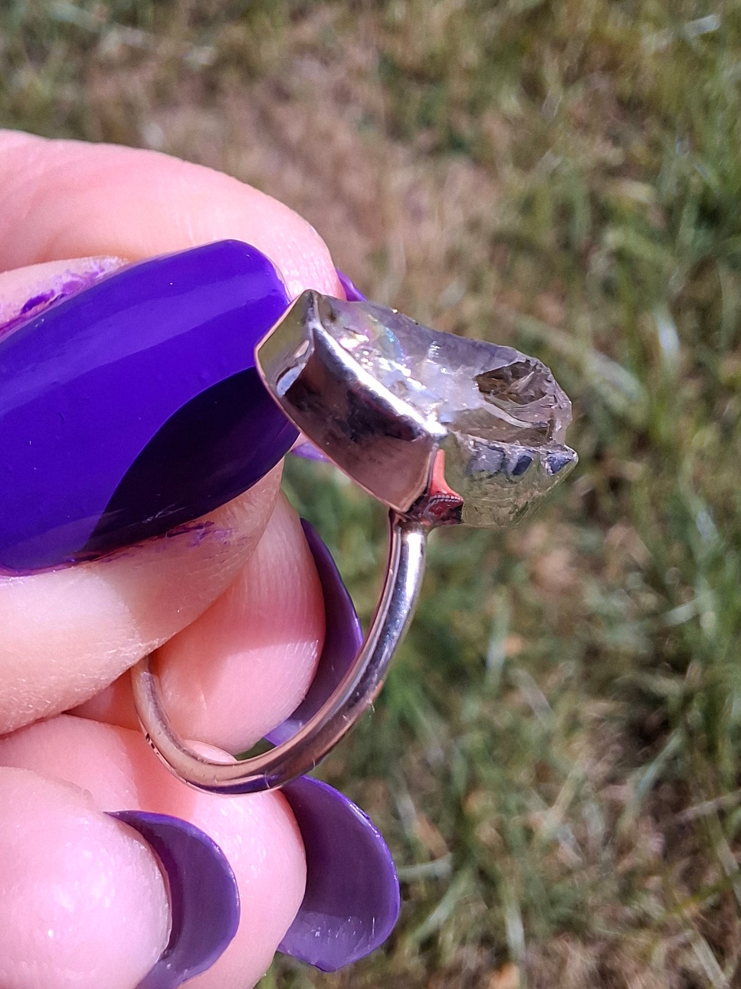 Libyan Desert Glass Ring, size K, 925 Silver, Tektite 🌈 (Ref: LR12)