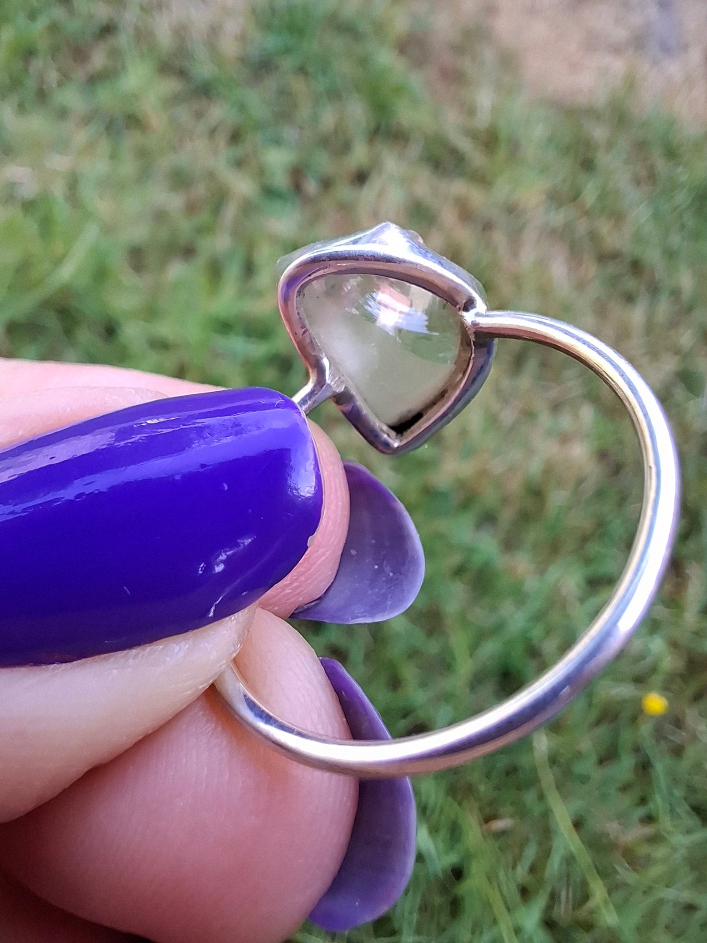 Libyan Desert Glass Ring, size W, 925 Silver, Tektite (Ref: LR61)