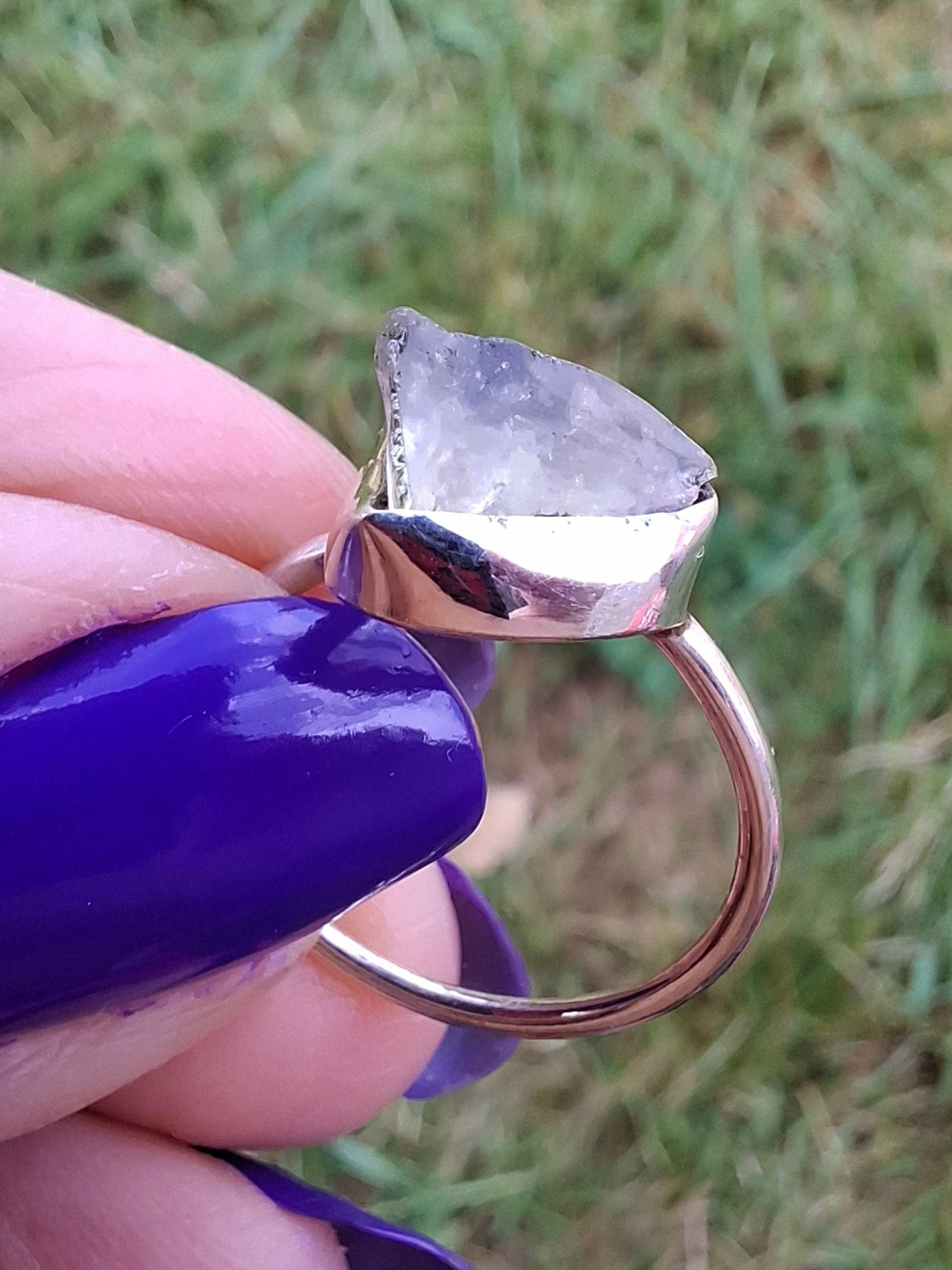Libyan Desert Glass Ring, size small M, 925 Silver, Tektite (Ref: LR19)