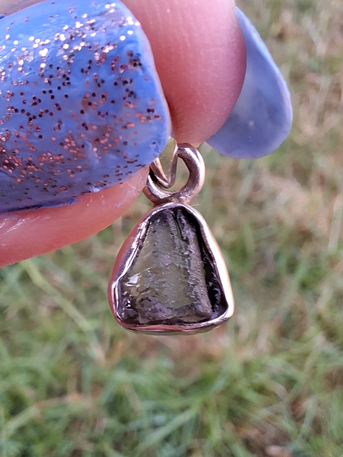 Moldavite Pendant, 925 Silver, Tektite (Ref: P55)