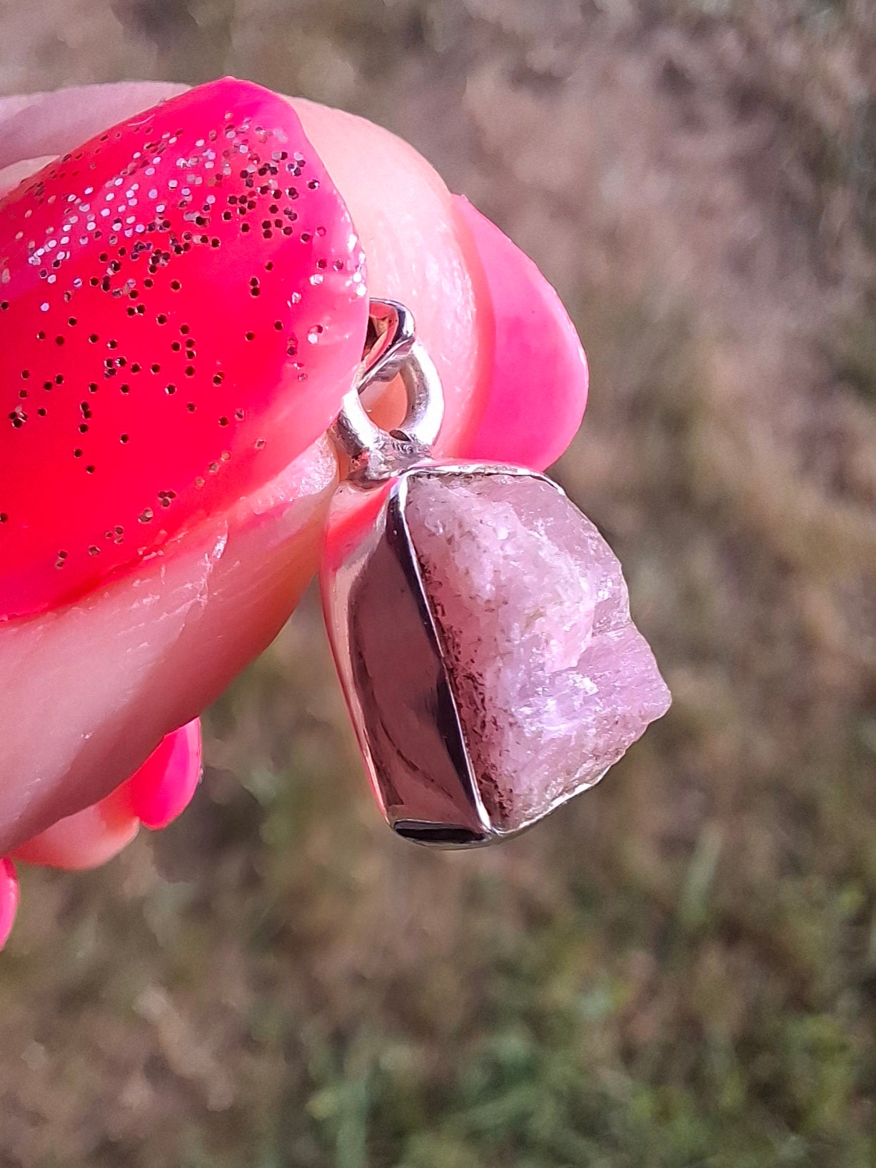 Pink Tourmaline Pendant, 925 Silver, Crystal (Ref: PT81)
