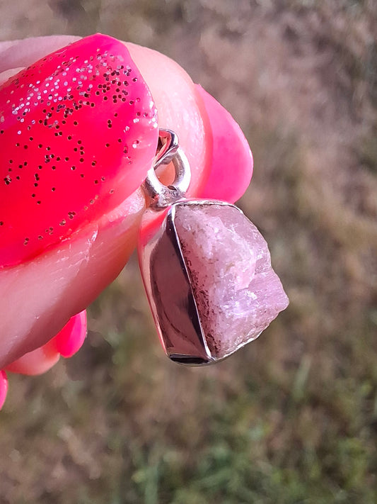 Pink Tourmaline Pendant, 925 Silver, Crystal (Ref: PT81)