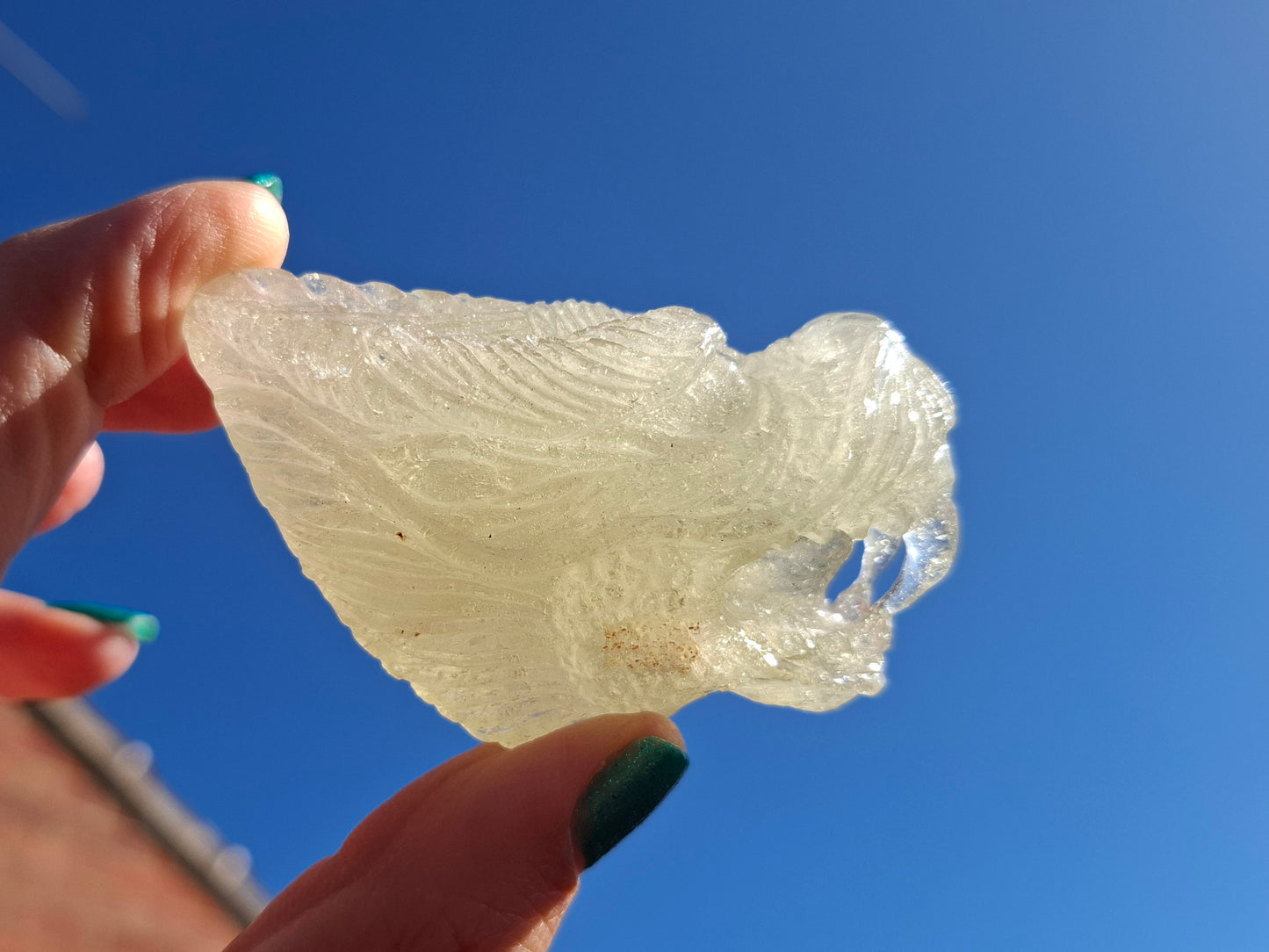 Libyan Desert Glass DRAGON HEAD Carving, 75.84g, Tektite (Ref: Dragon1)