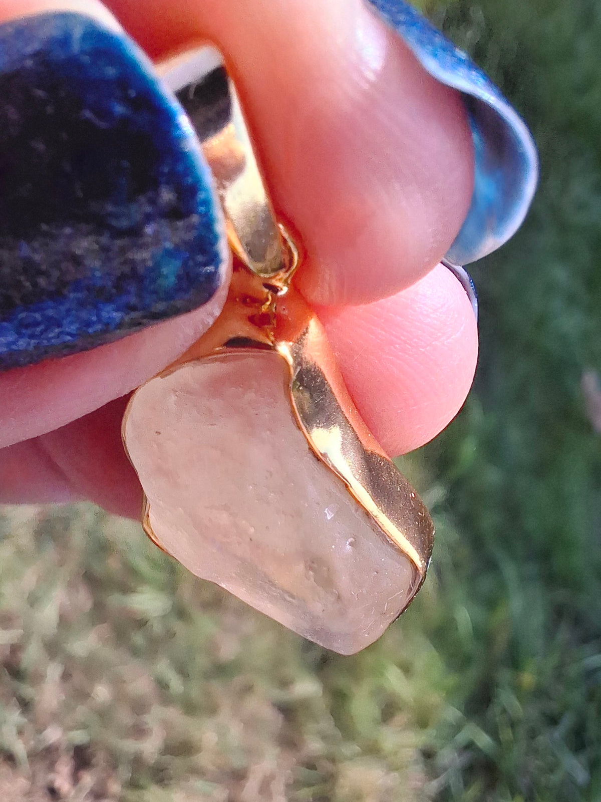 Libyan Desert Glass Pendant, 14K GOLD Plated, Tektite (Ref: LP115)