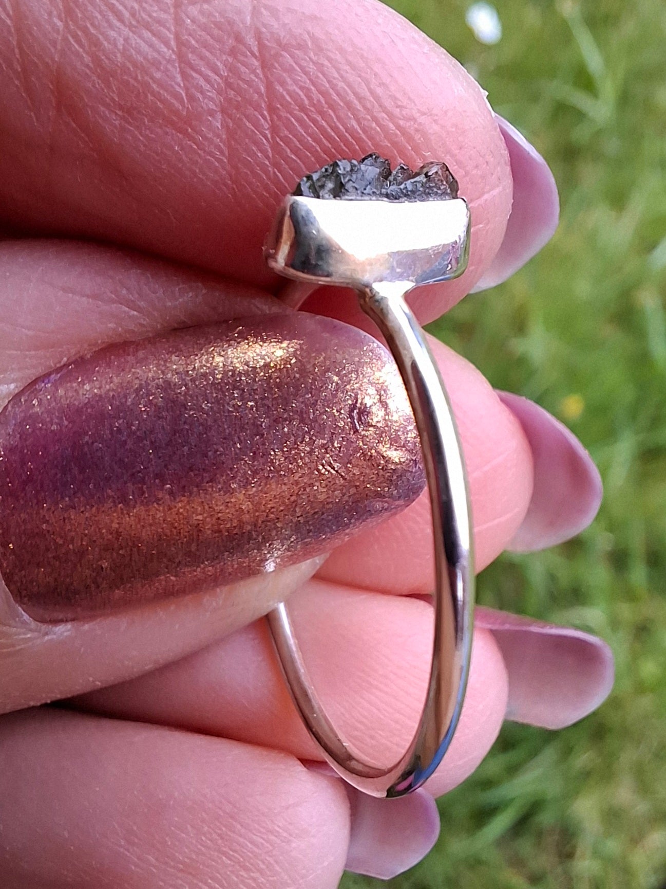 Moldavite Ring, size large R/small S, 925 Silver, Tektite (Ref: R53)