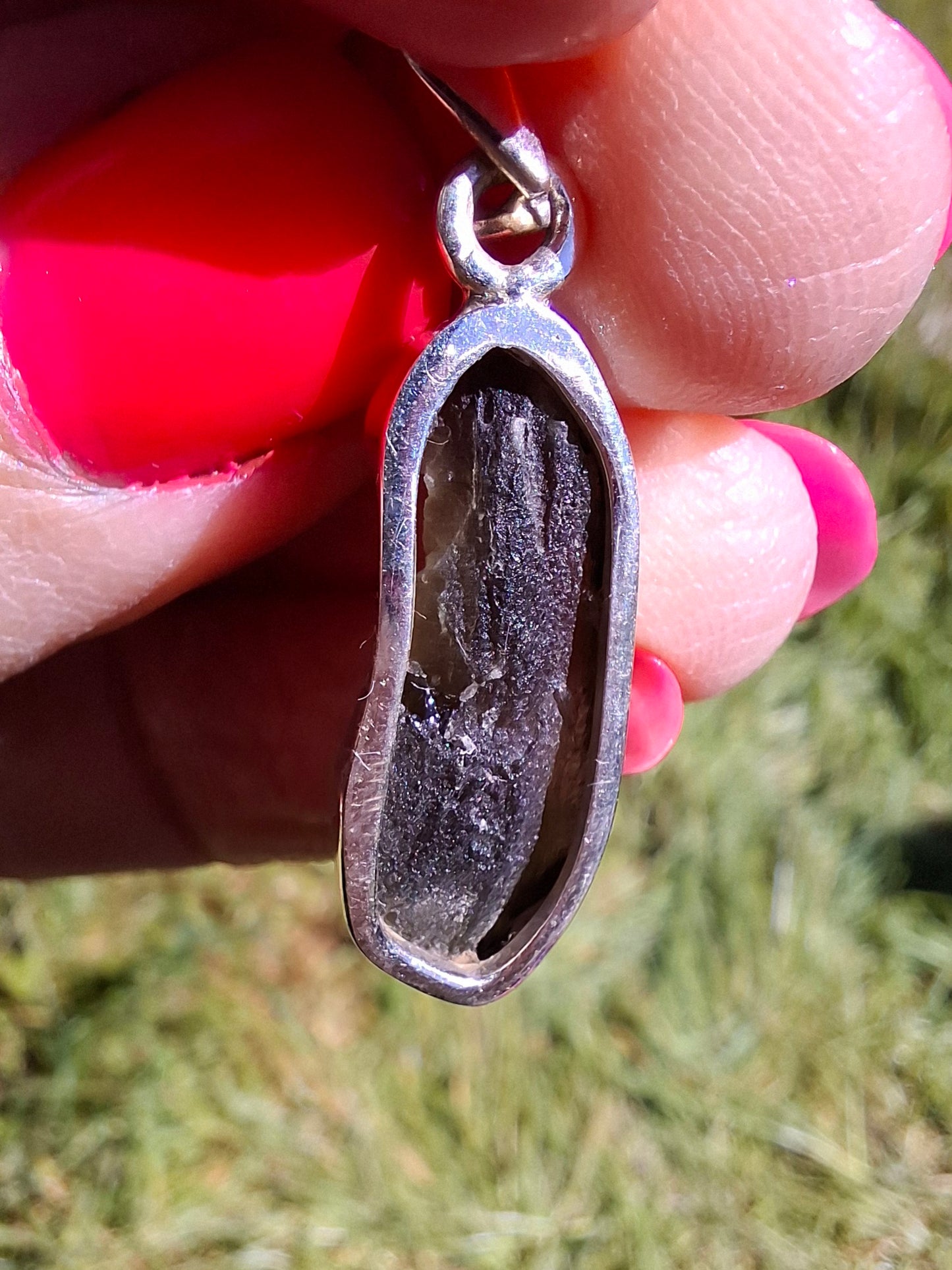 Moldavite Pendant, 925 Silver, Tektite (Ref: P445)