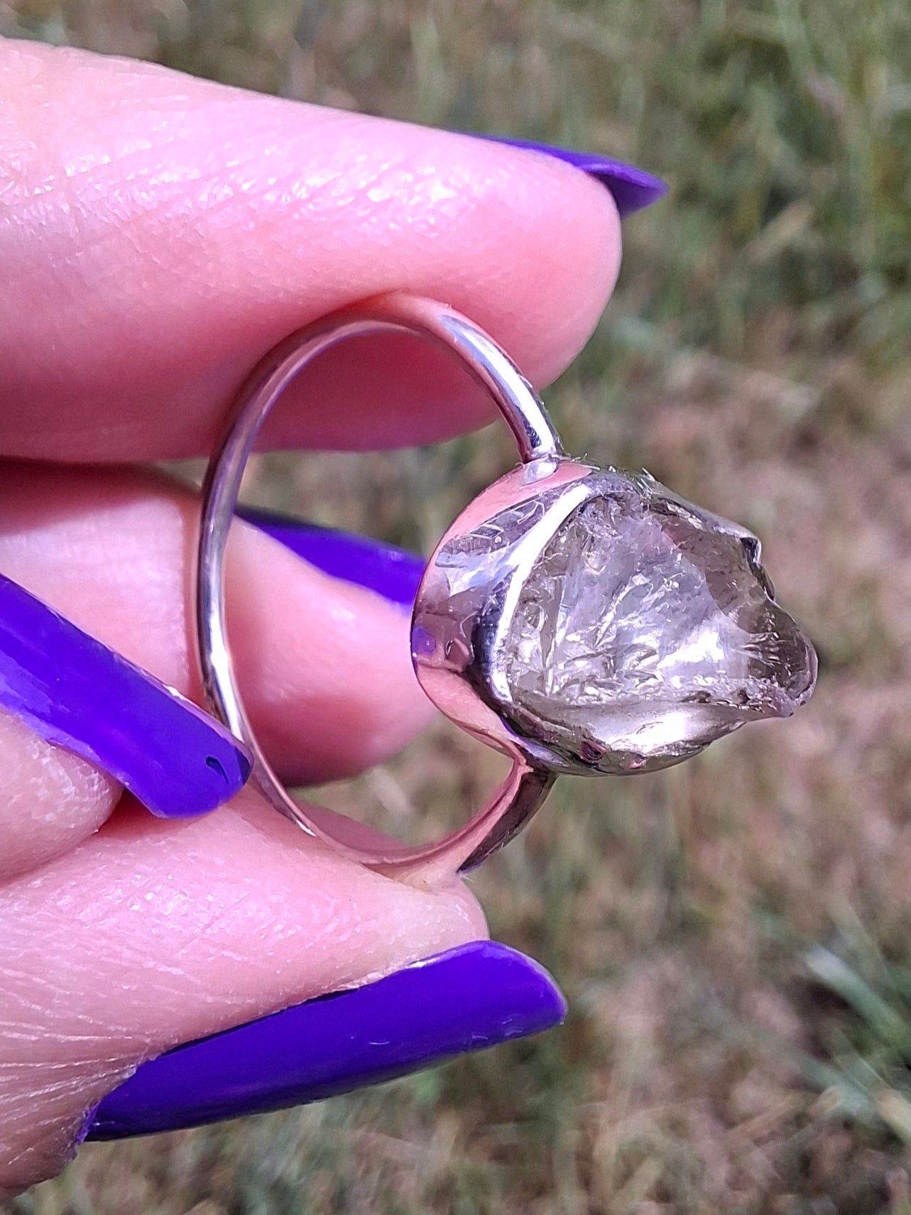 Libyan Desert Glass Ring, size small P, 925 Silver, Tektite (Ref: LR25)