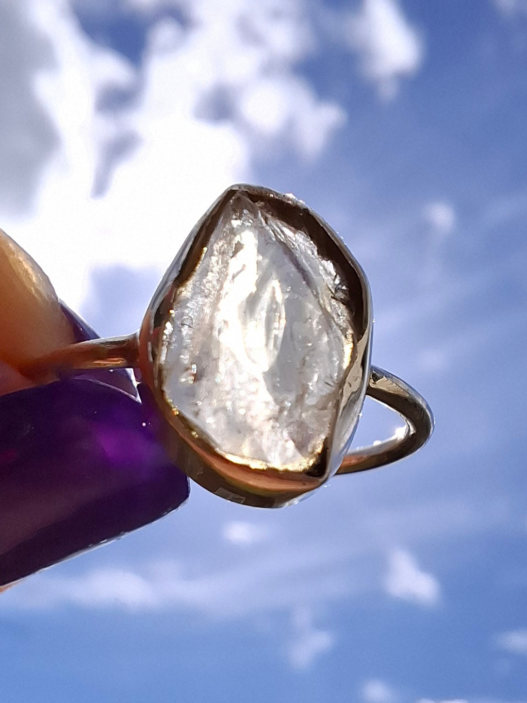 Libyan Desert Glass Ring, size small P, 925 Silver, Tektite (Ref: LR25)