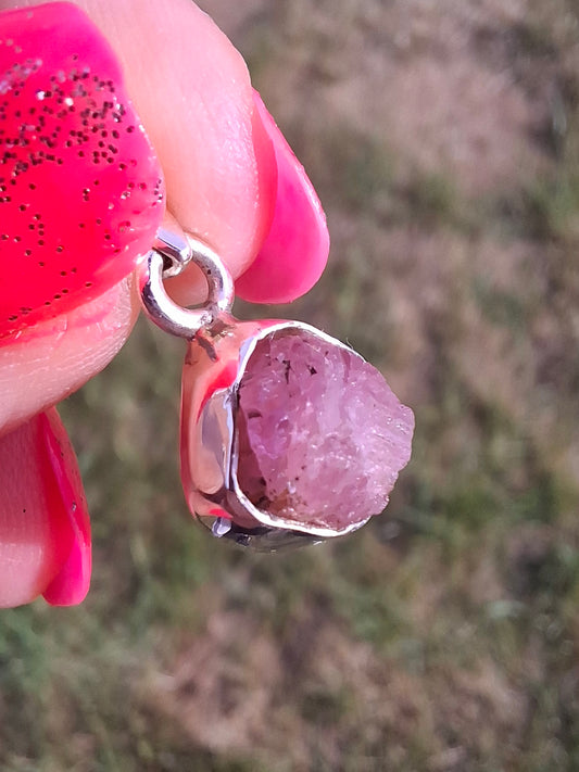 Pink Tourmaline Pendant, 925 Silver, Crystal (Ref: PT89)