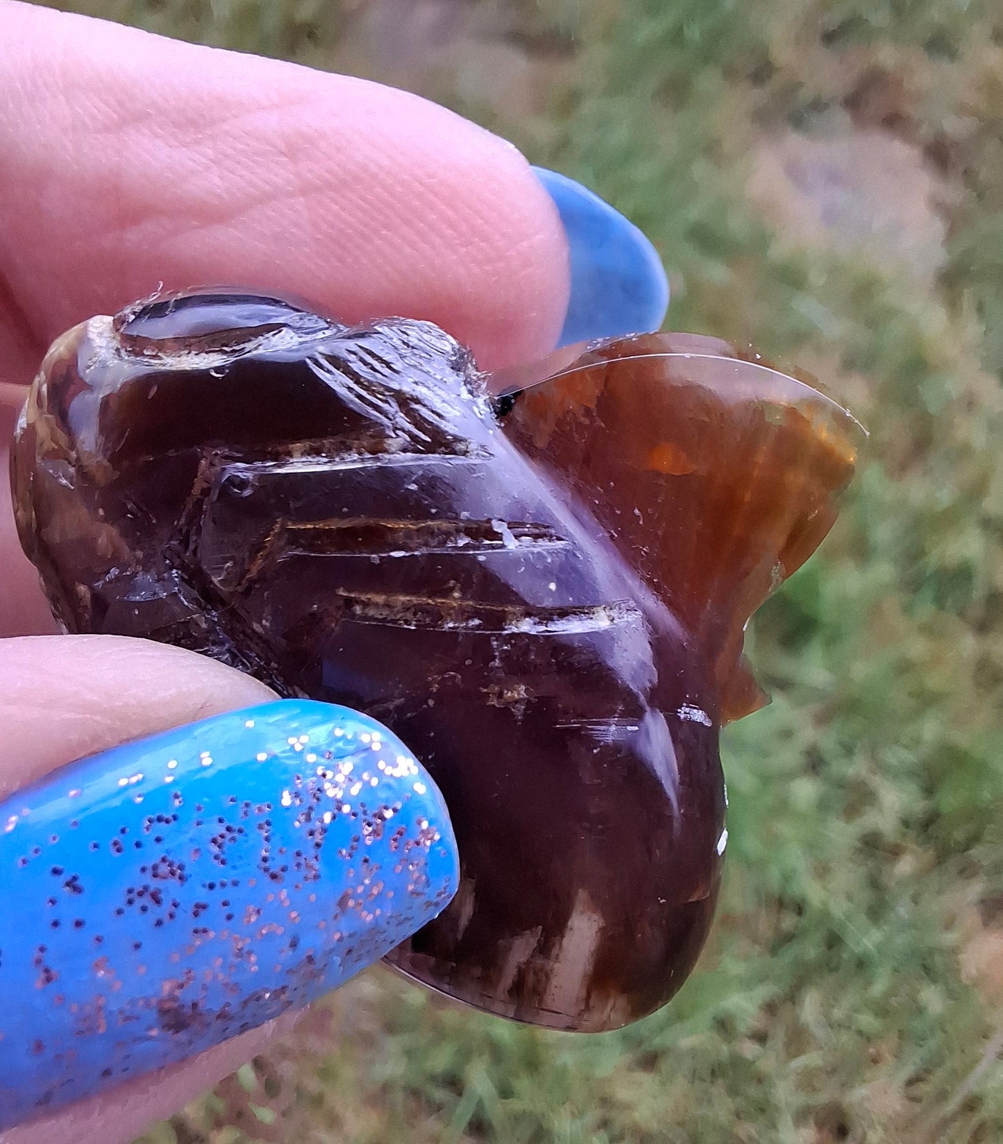 Red Amber Honey Bee Carving, 7.47g, Fossil (Ref: Bee37)