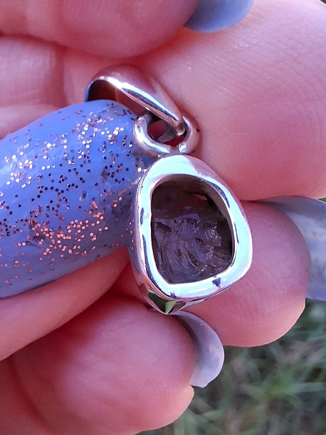 Moldavite Pendant, 925 Silver, Tektite (Ref: P86)