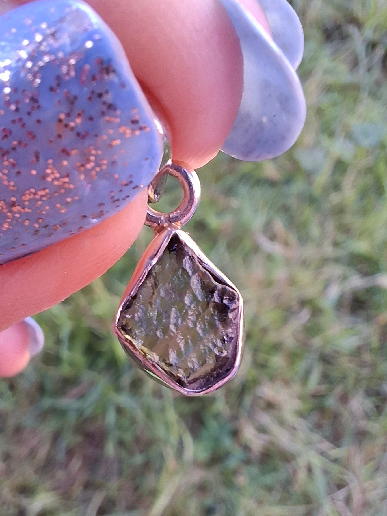 Moldavite Pendant, 925 Silver, Tektite (Ref: P88)