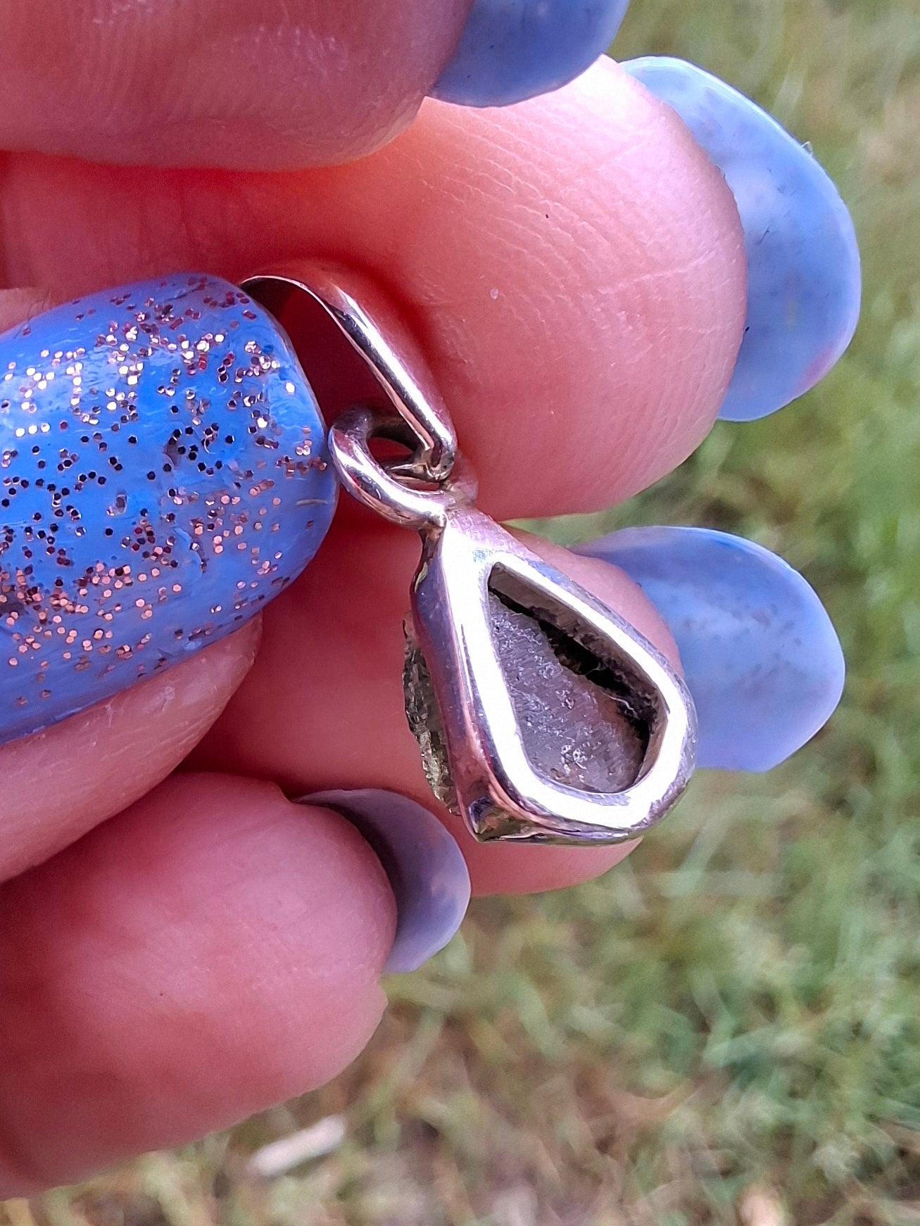 Moldavite Pendant, 925 Silver, Tektite (Ref: P68)