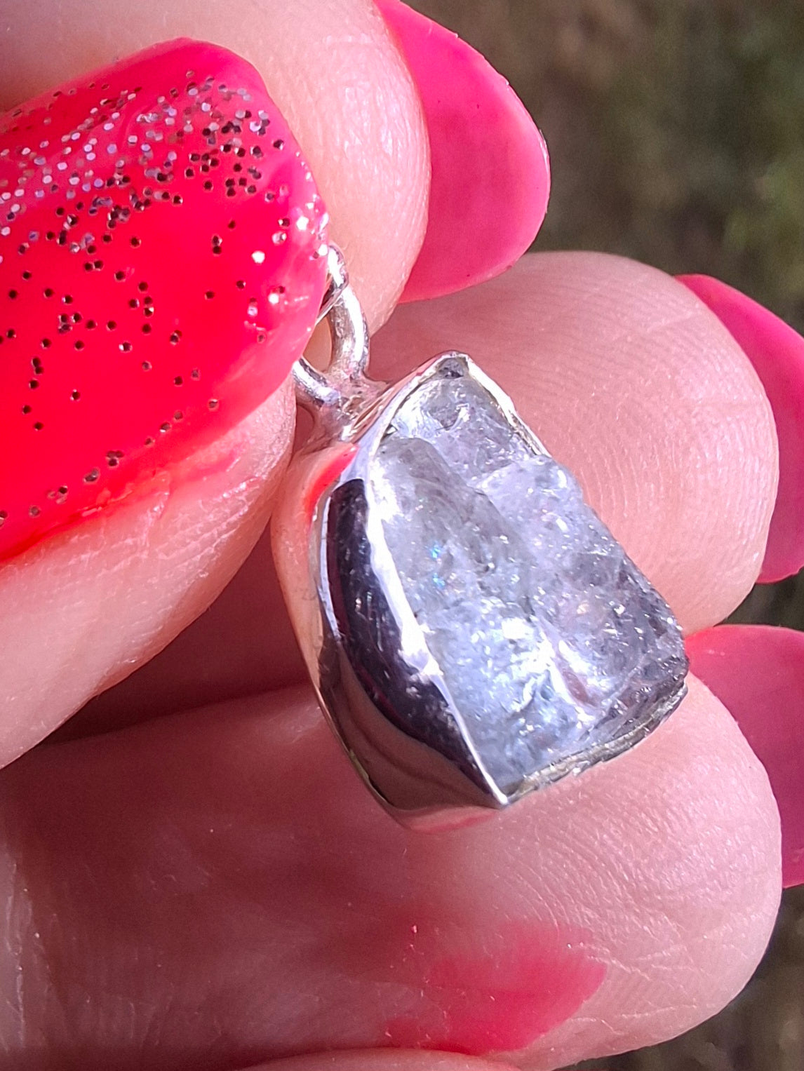 Aquamarine Pendant, 925 Silver, Crystal (Ref: AQ19)
