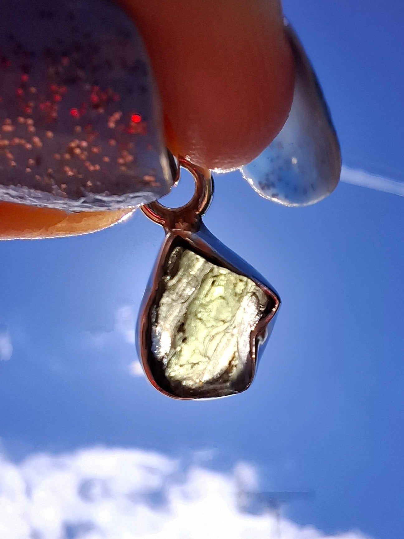 Moldavite Pendant, 925 Silver, Tektite (Ref: P92)