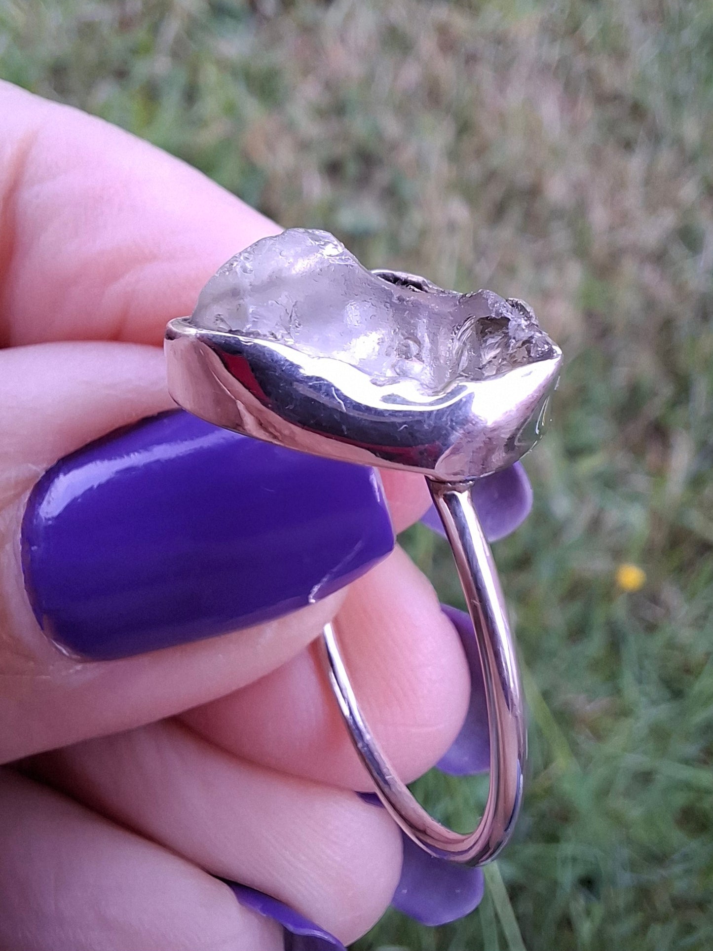 Libyan Desert Glass Ring, size U, 925 Silver, Tektite (Ref: LR52)