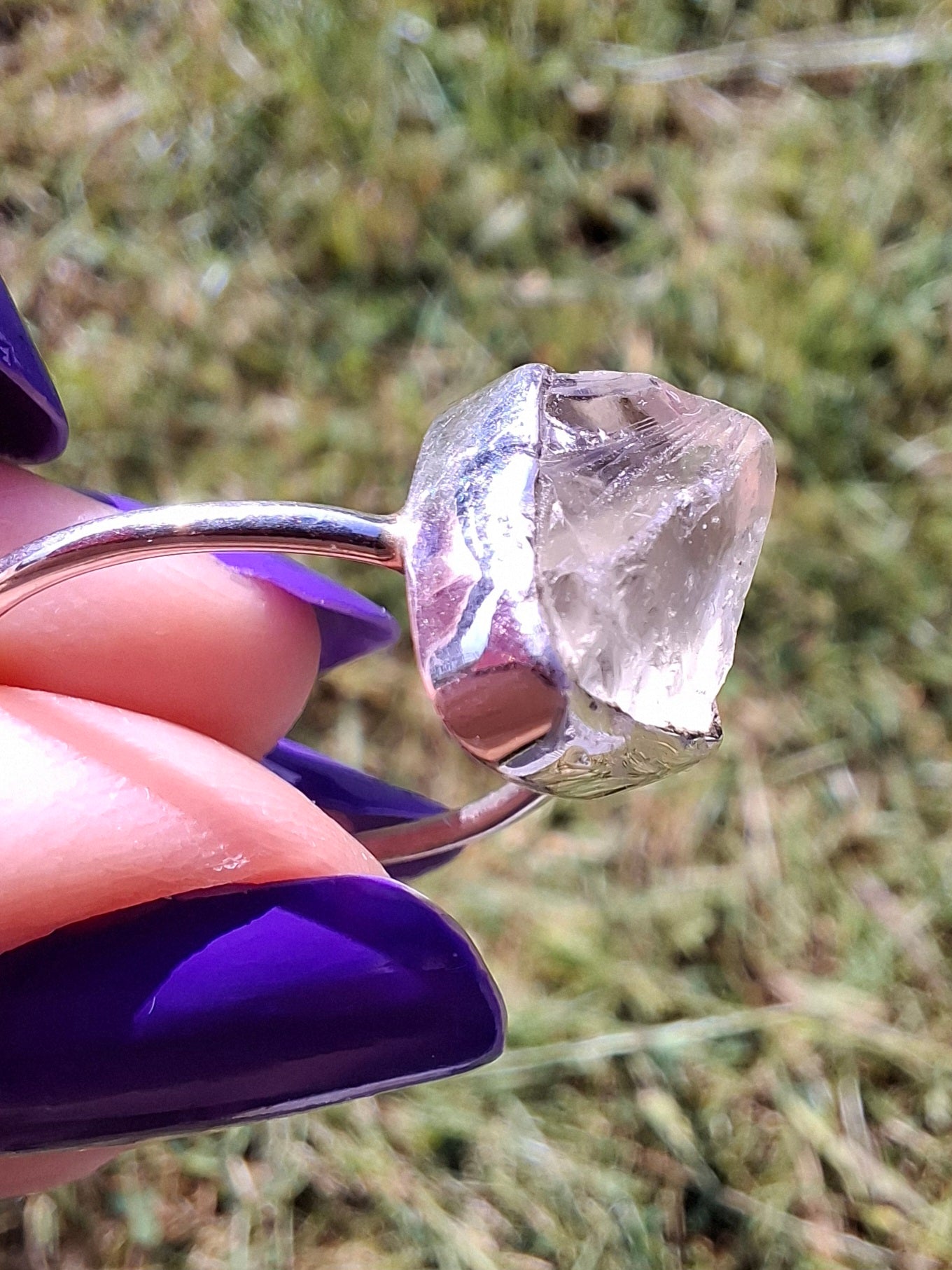 Libyan Desert Glass Ring, size small S, 925 Silver, Tektite (Ref: LR44)