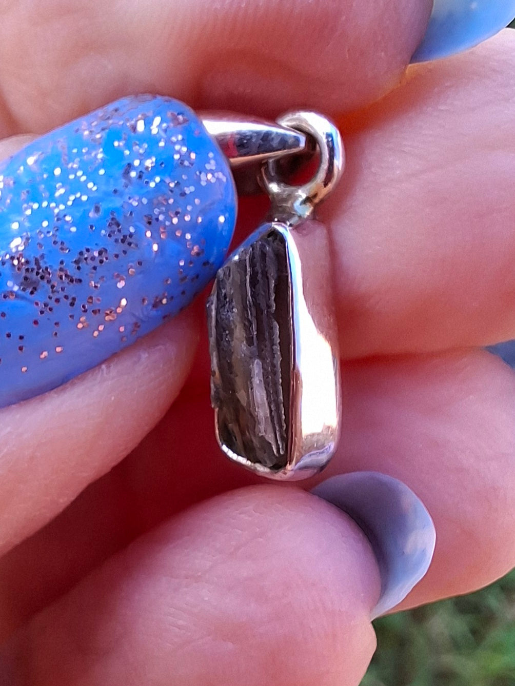 Moldavite Pendant, 925 Silver, Tektite (Ref: P91)