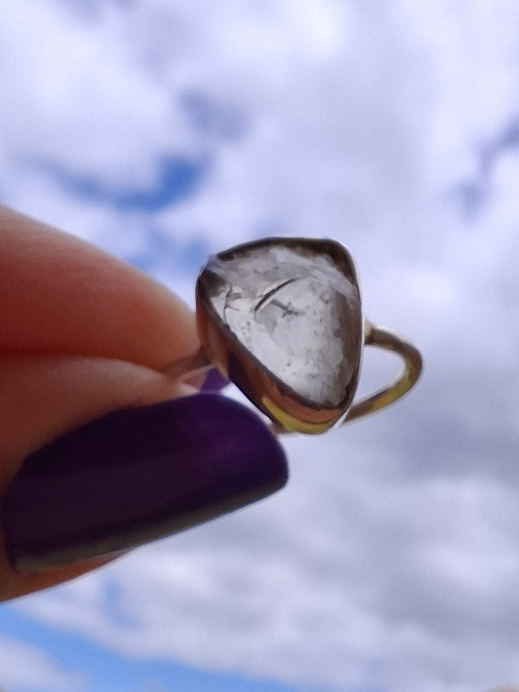 Libyan Desert Glass Ring, size large G, 925 Silver, Tektite (Ref: LR3)