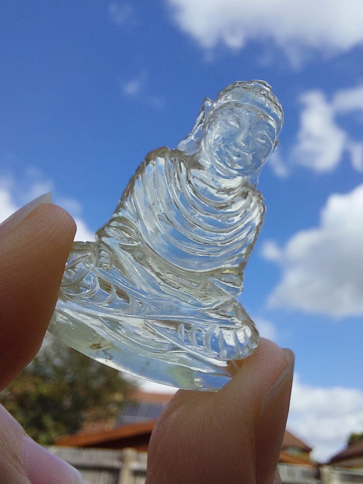 Libyan Desert Glass BUDDHA Carving, 7.56g, Tektite (Ref: LDG B0)