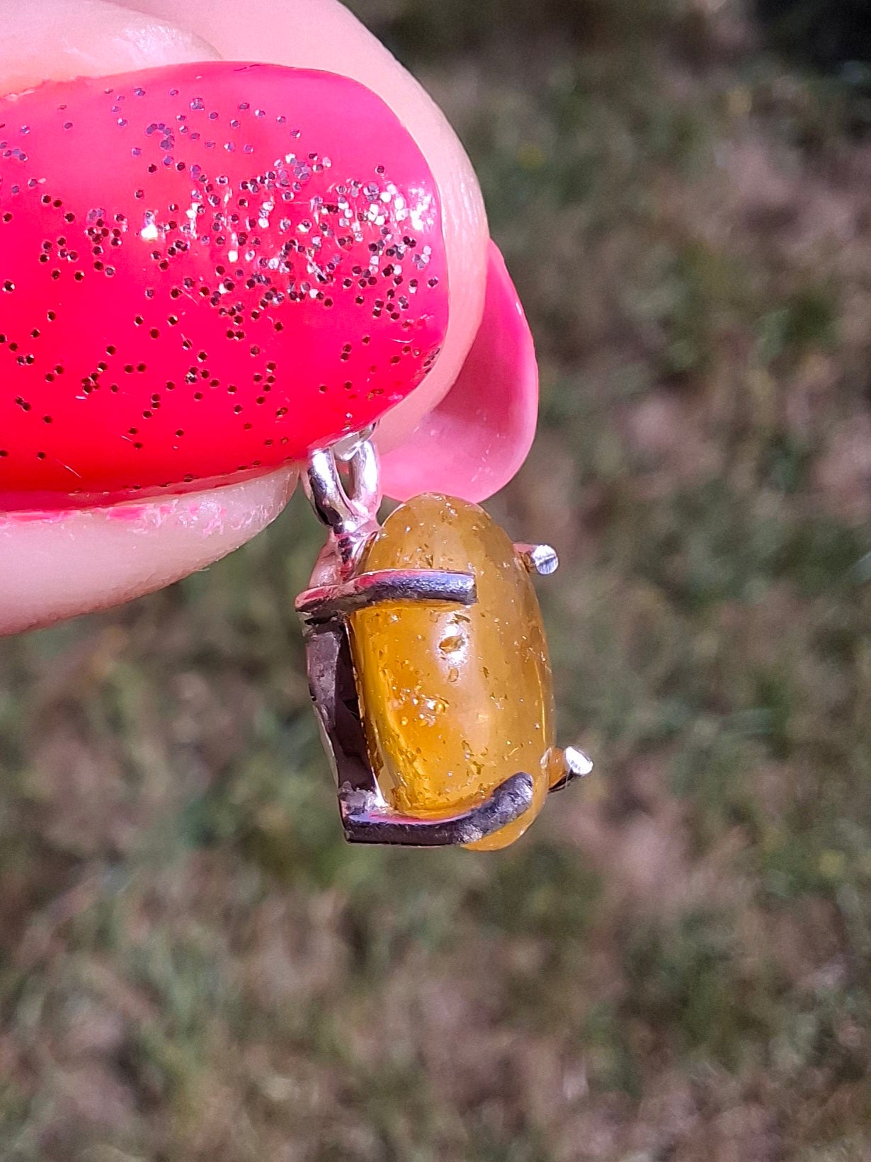 Baltic Amber Pendant, 925 Silver, Fossil (Ref: AP26)